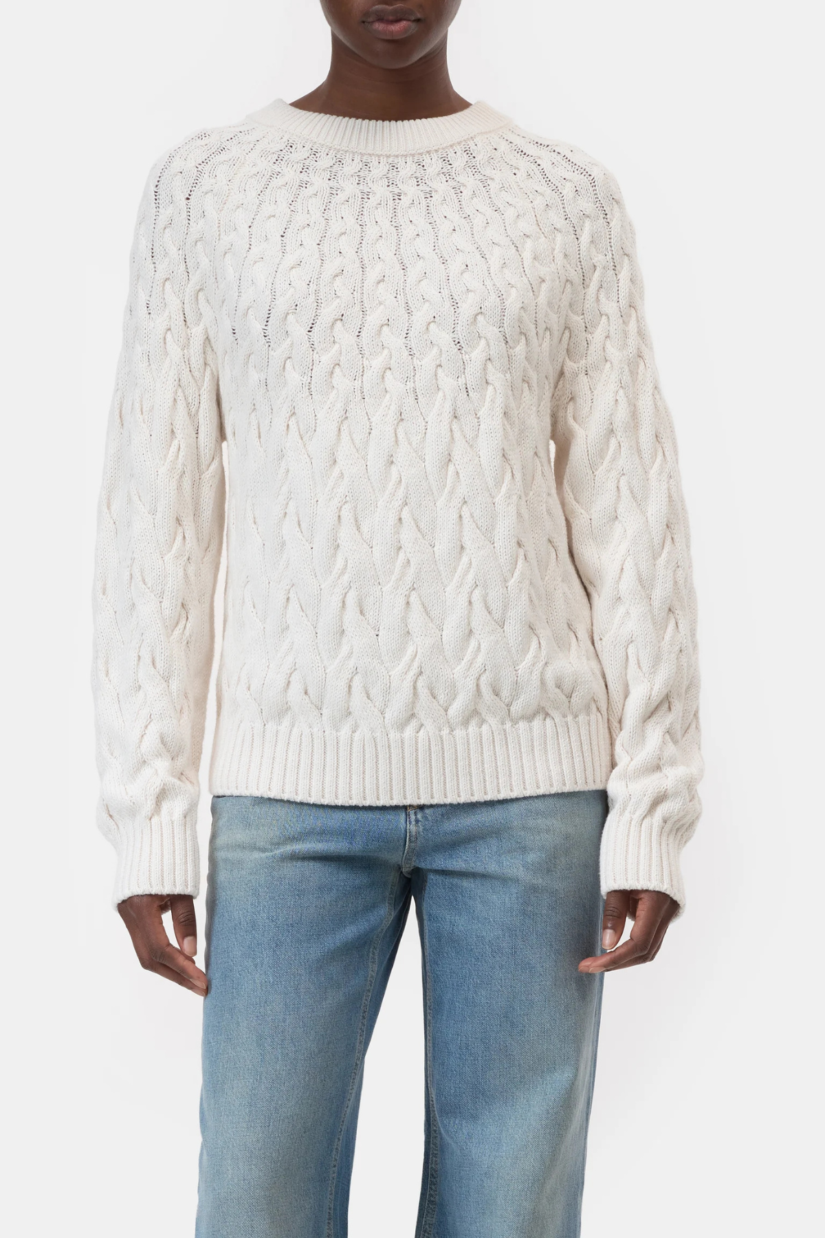 CLOSED Cable Crew Neck Sweater - Ecru