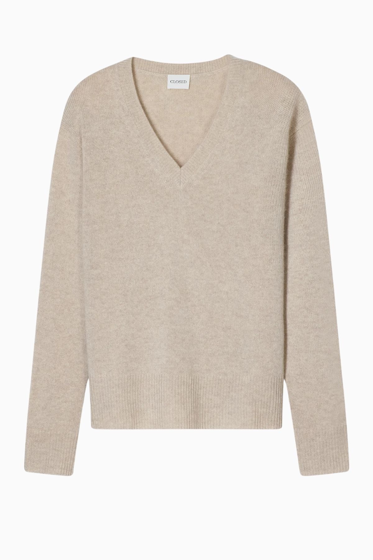 CLOSED Cashmere V-Neck Jumper - Clay Beige