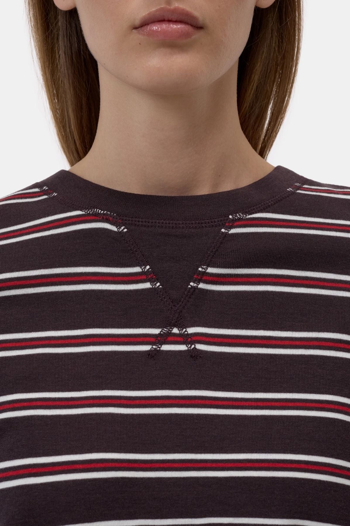 CLOSED Crewneck Striped Longsleeve - Cinder Brown