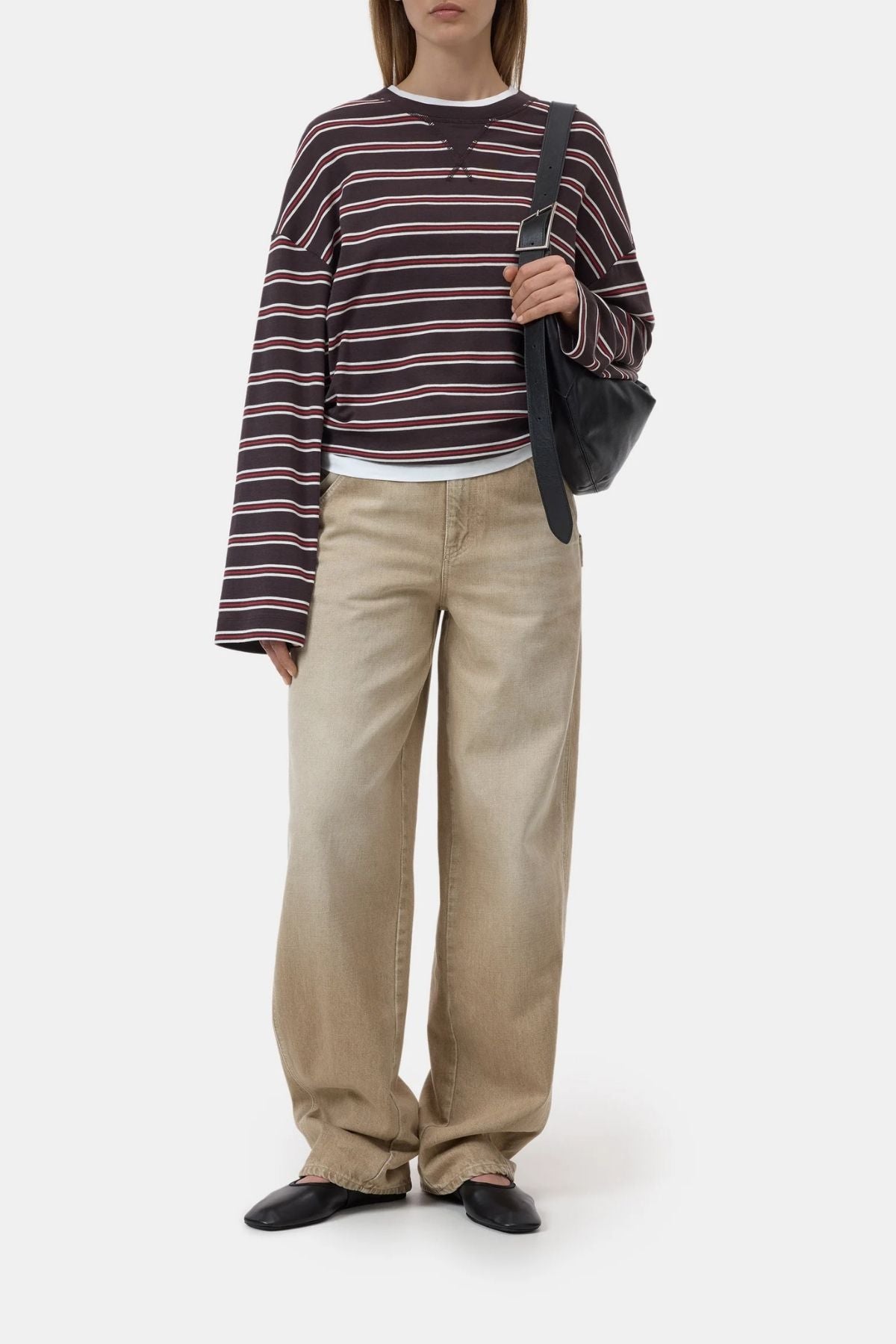 CLOSED Crewneck Striped Longsleeve - Cinder Brown