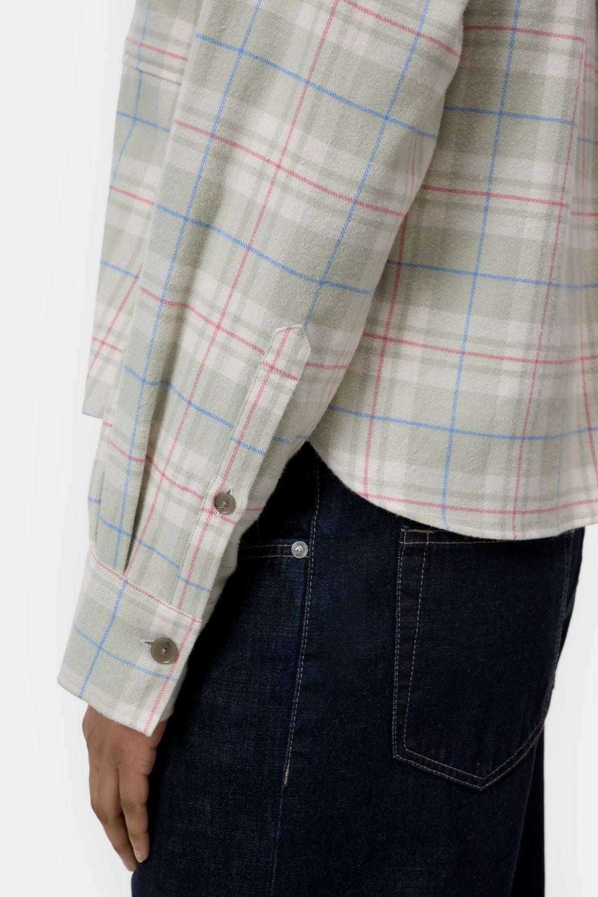 CLOSED Cropped Check Oversized Shirt - Stoneleaf