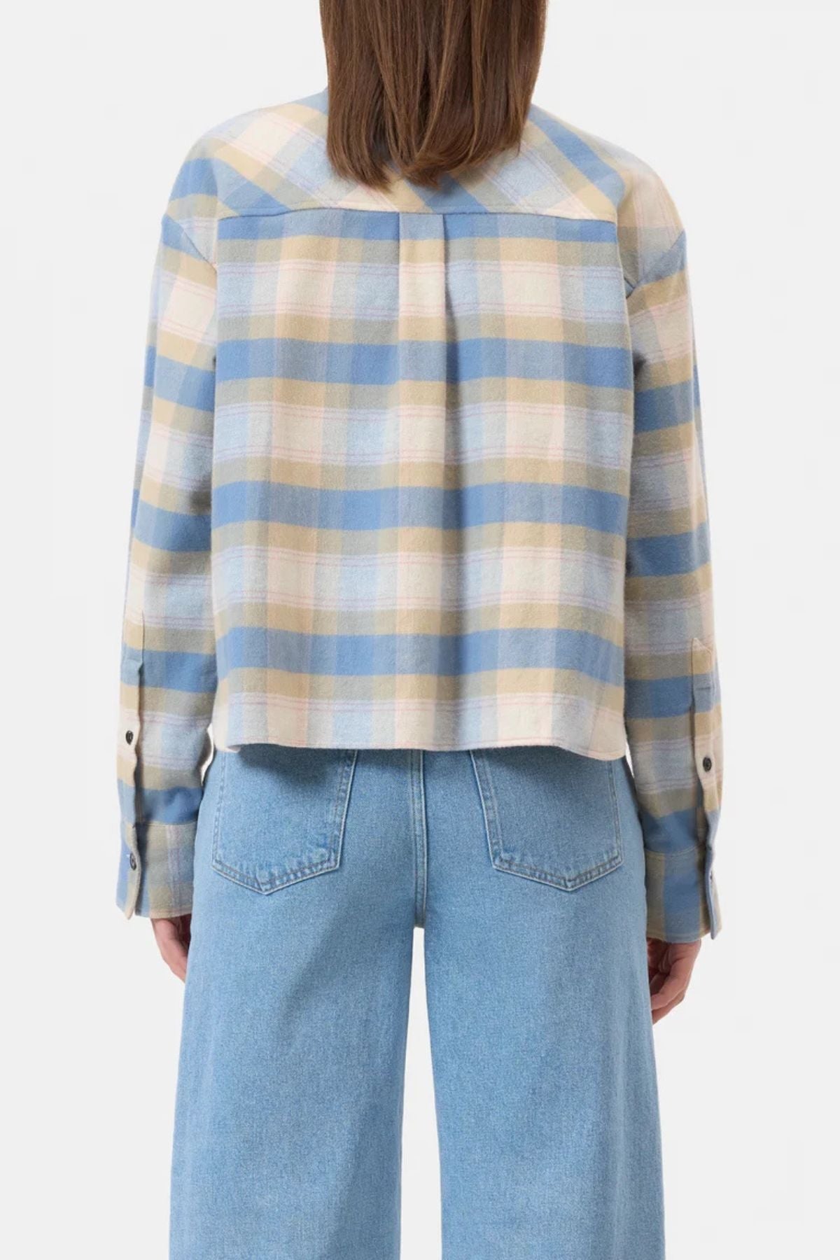 CLOSED Cropped Check Oversized Shirt - Powder Blue