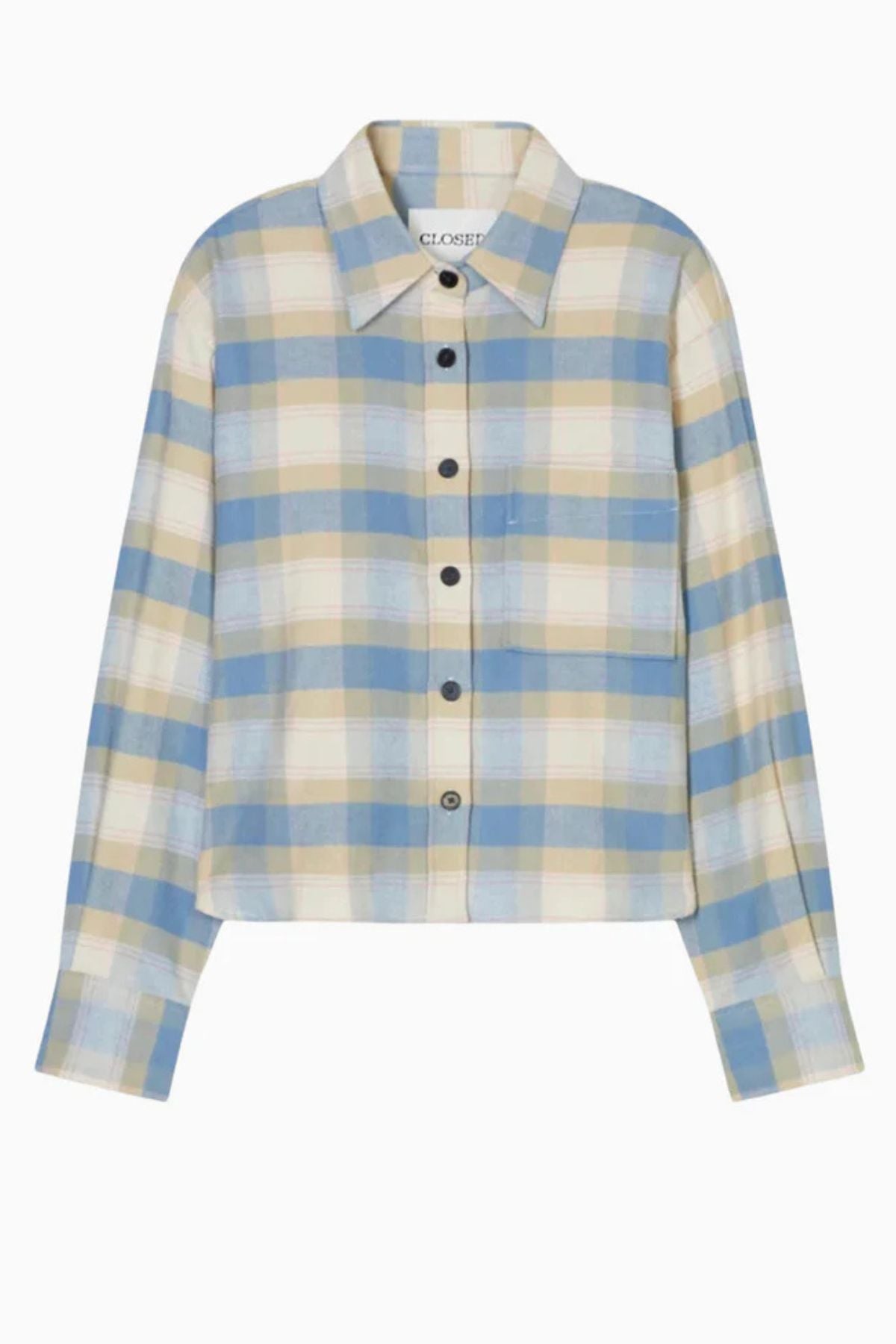 CLOSED Cropped Check Oversized Shirt - Powder Blue