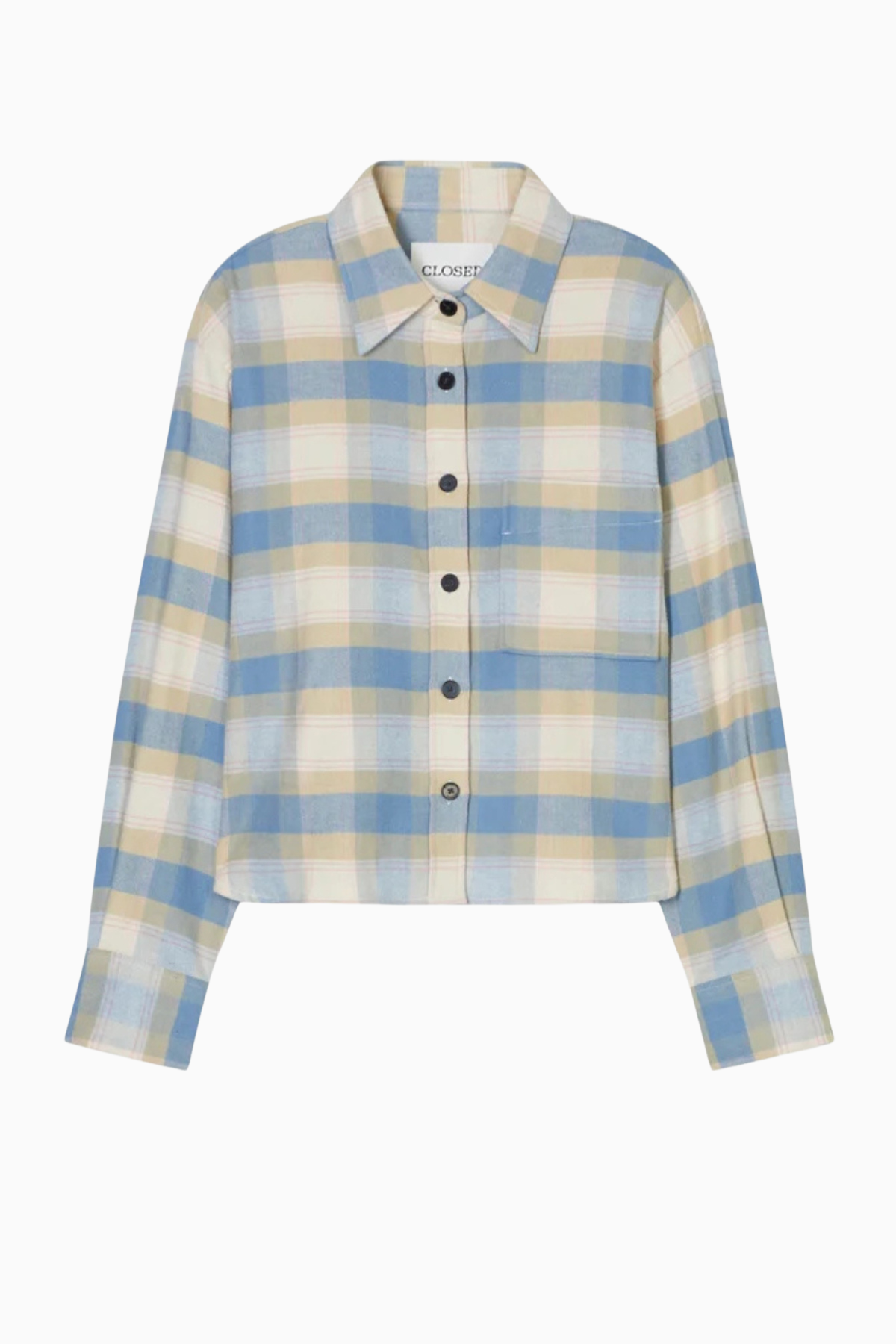 CLOSED Cropped Check Oversized Shirt - Powder Blue