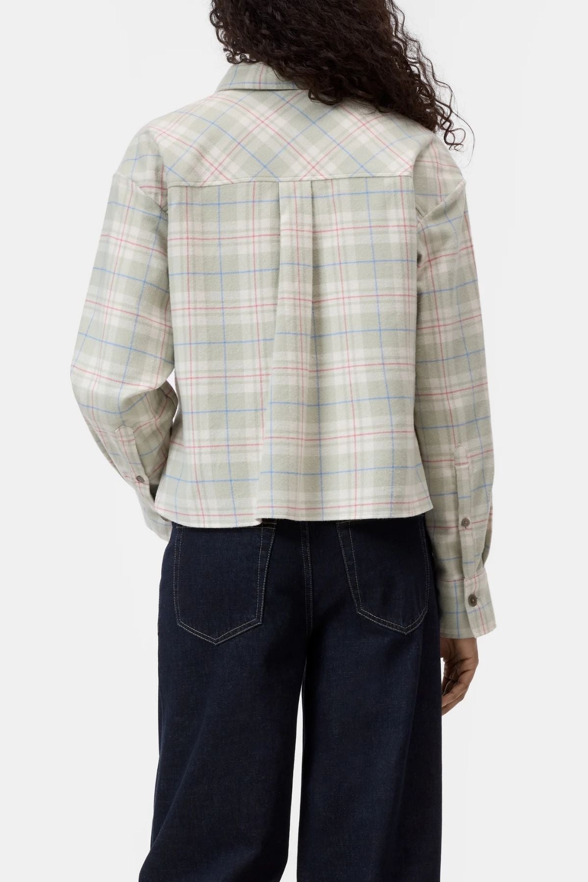 CLOSED Cropped Check Oversized Shirt - Stoneleaf