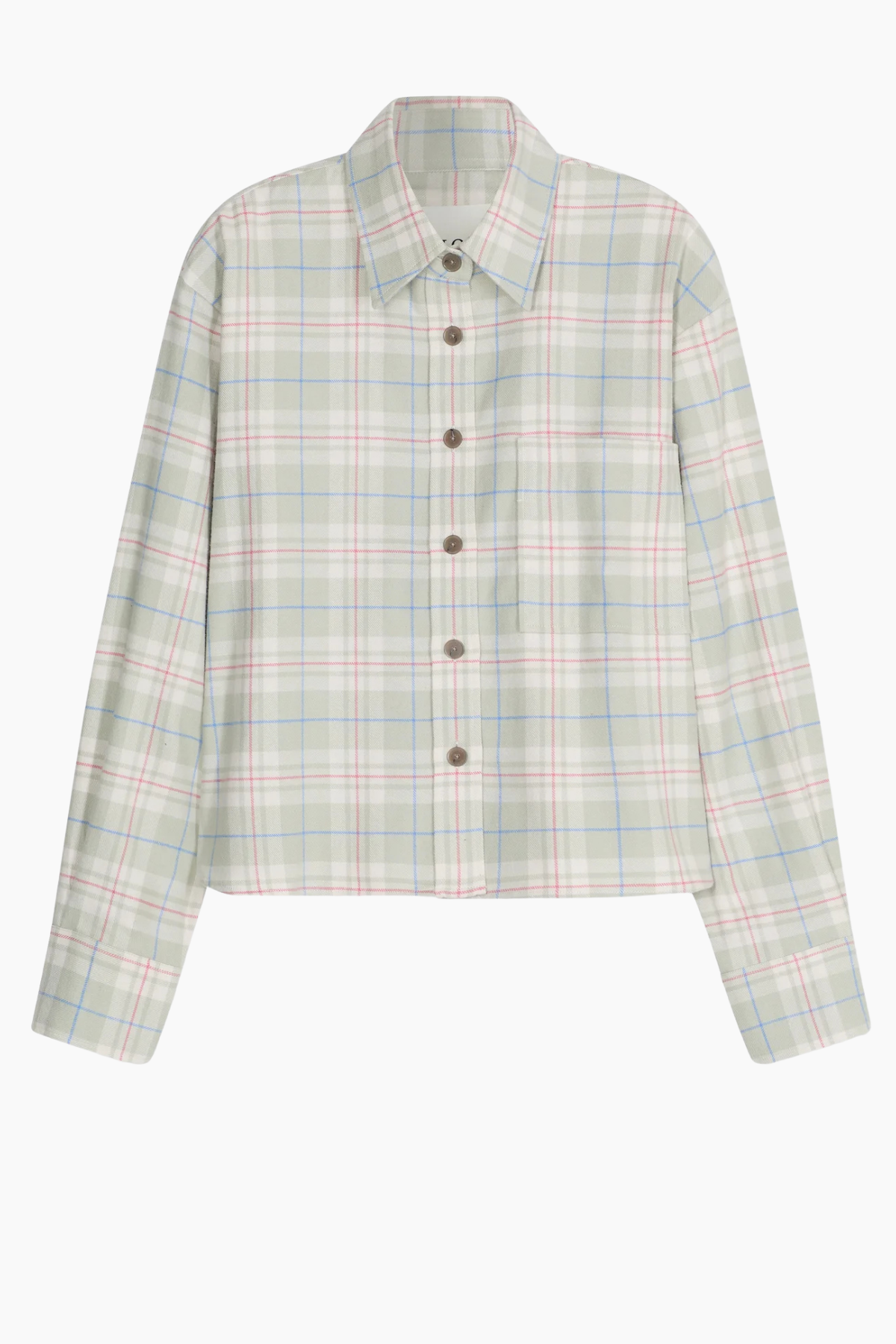 CLOSED Cropped Check Oversized Shirt - Stoneleaf