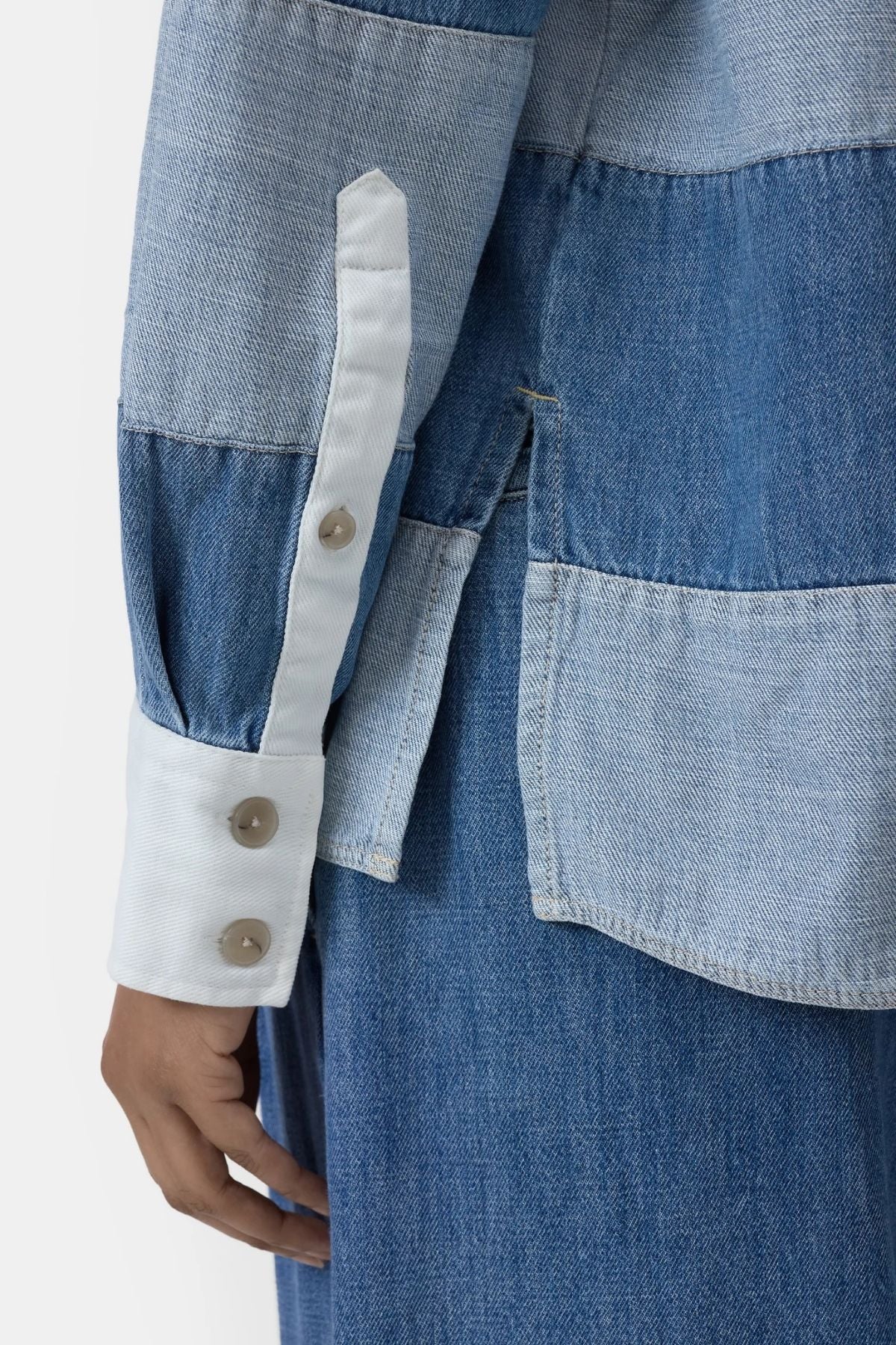 CLOSED Denim Stripe Rugby Shirt - Light Blue