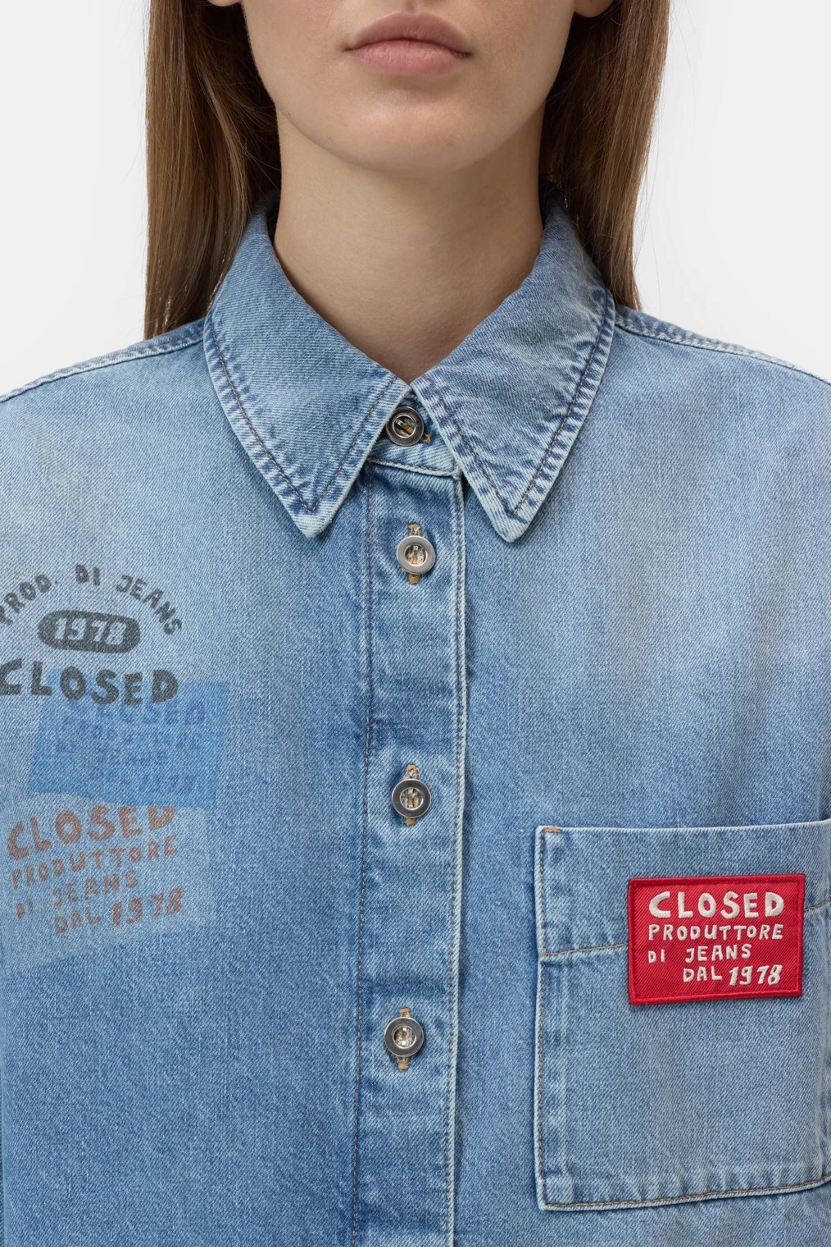 CLOSED Oversized Denim Shirt - Mid Blue
