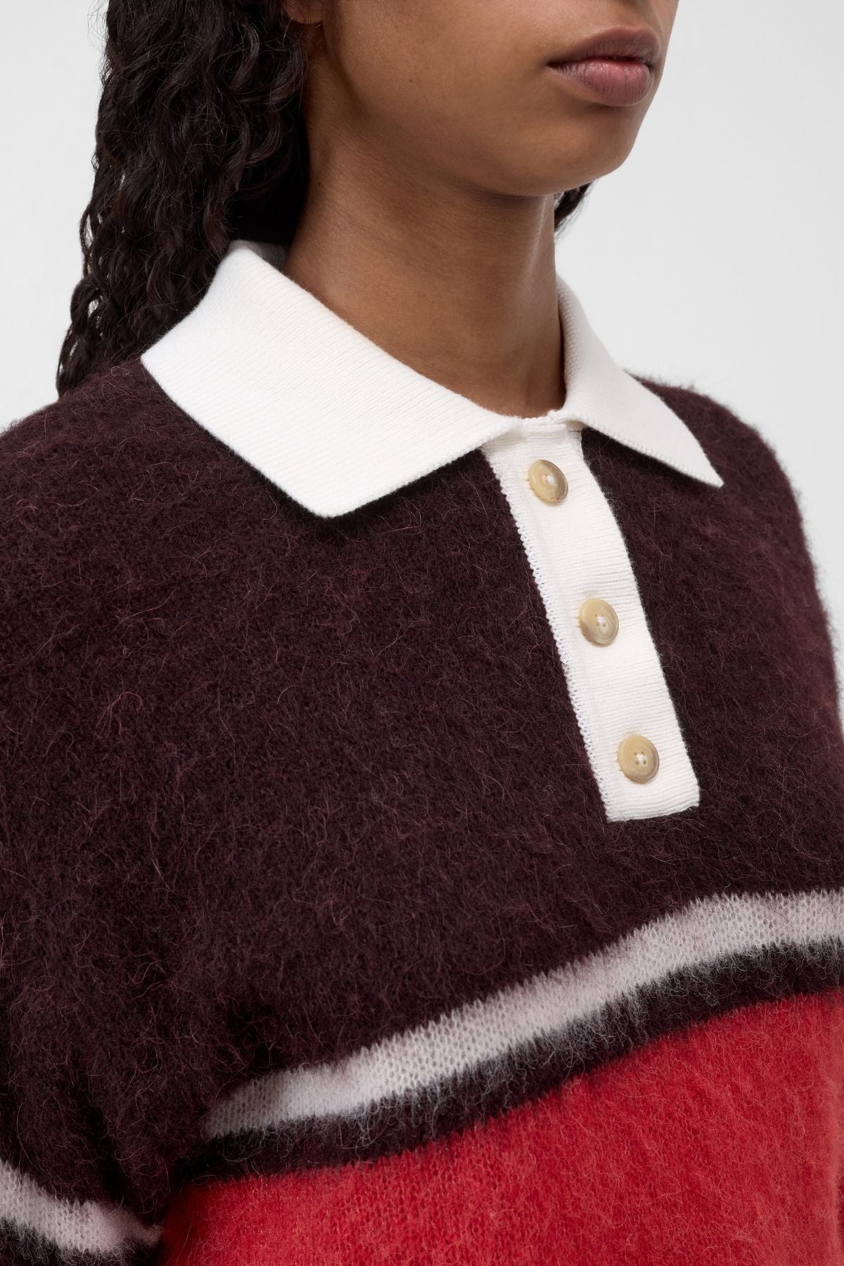 CLOSED Polo With Rugby Stripe - Cinder Brown