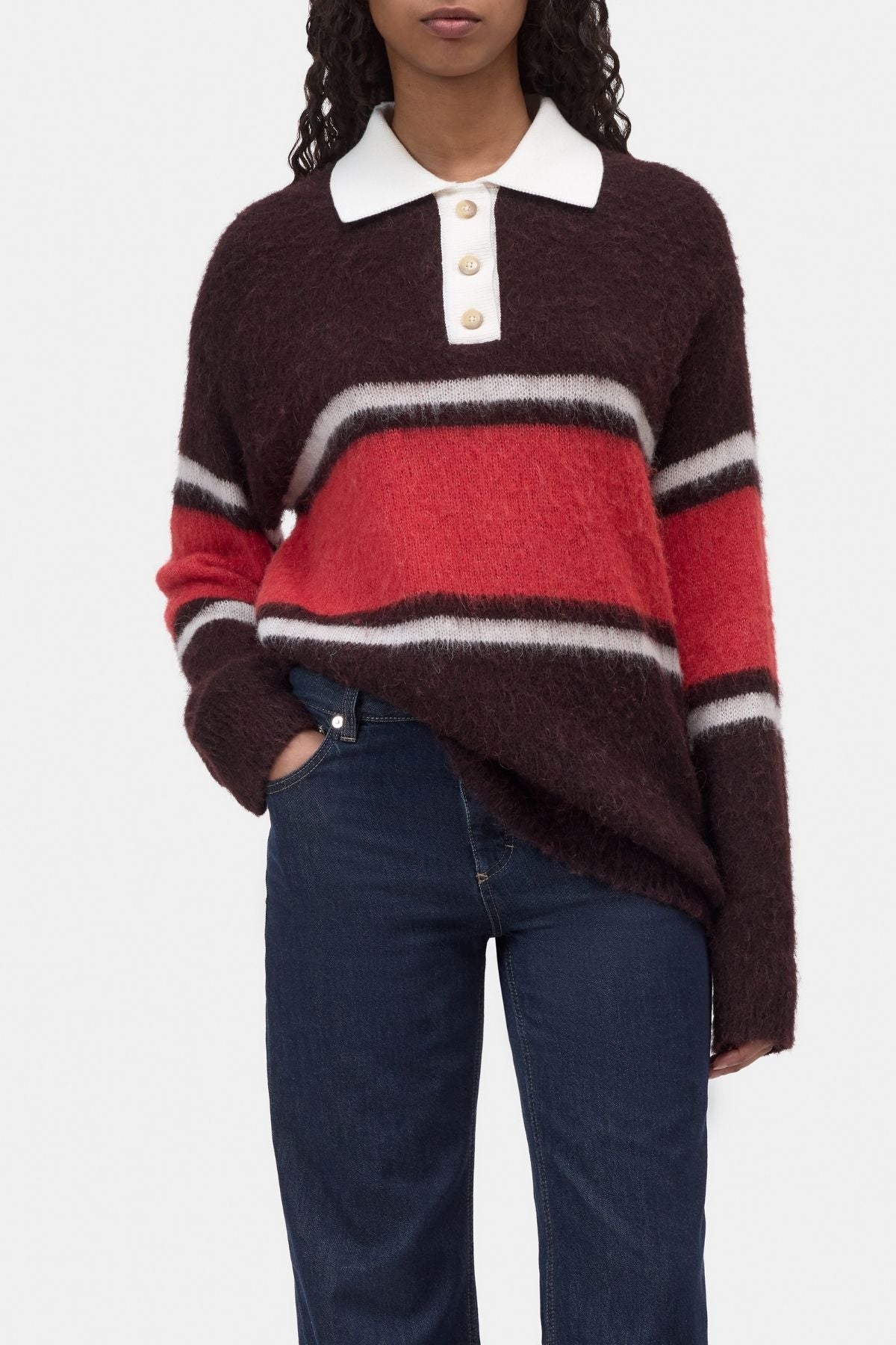 CLOSED Polo With Rugby Stripe - Cinder Brown