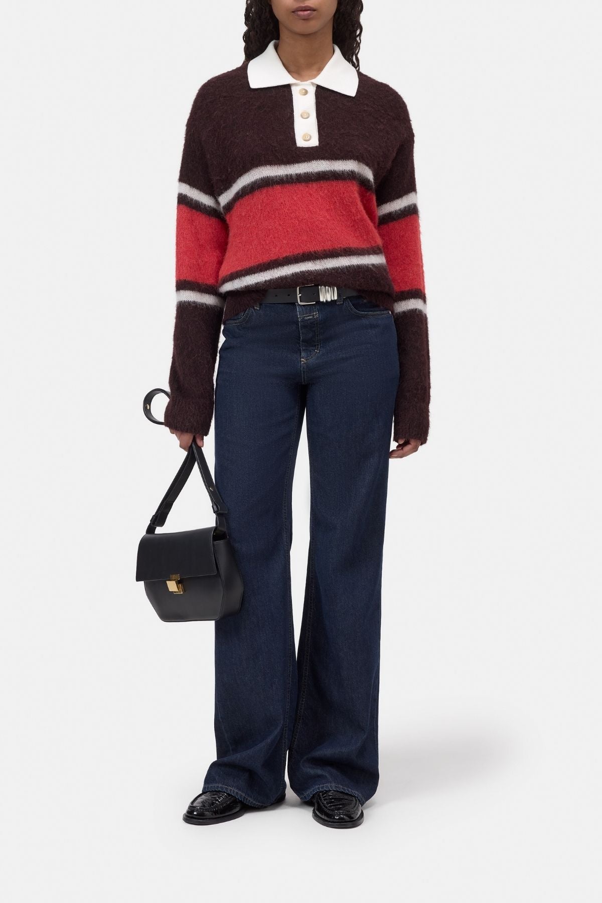 CLOSED Polo With Rugby Stripe - Cinder Brown