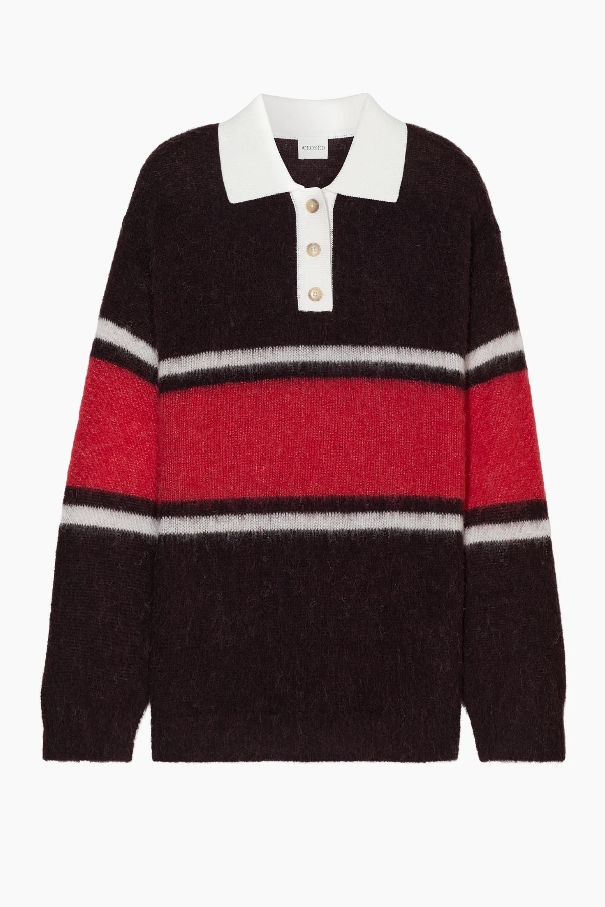 CLOSED Polo With Rugby Stripe - Cinder Brown
