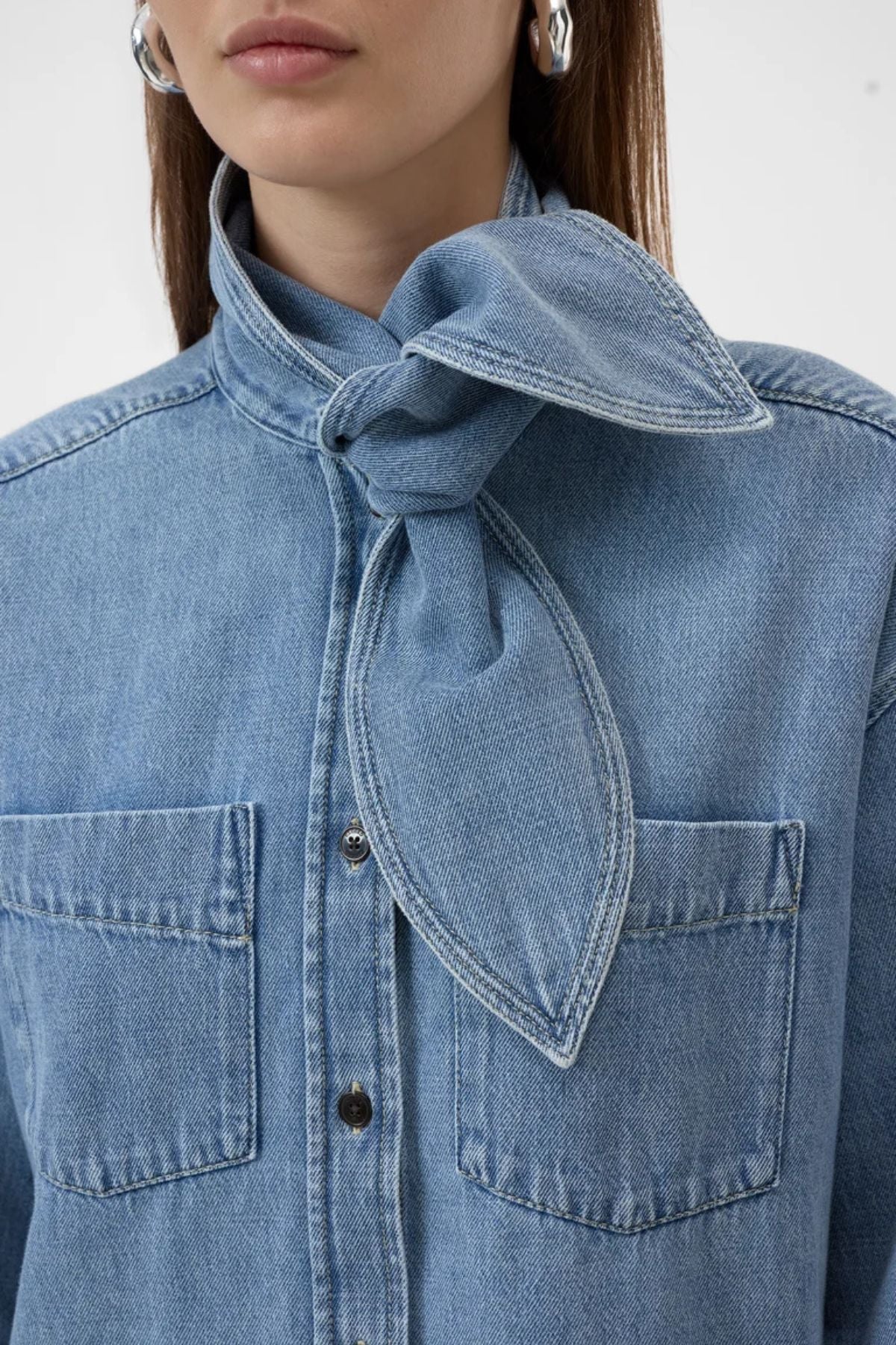 CLOSED Scarf Denim Shirt - Light Blue