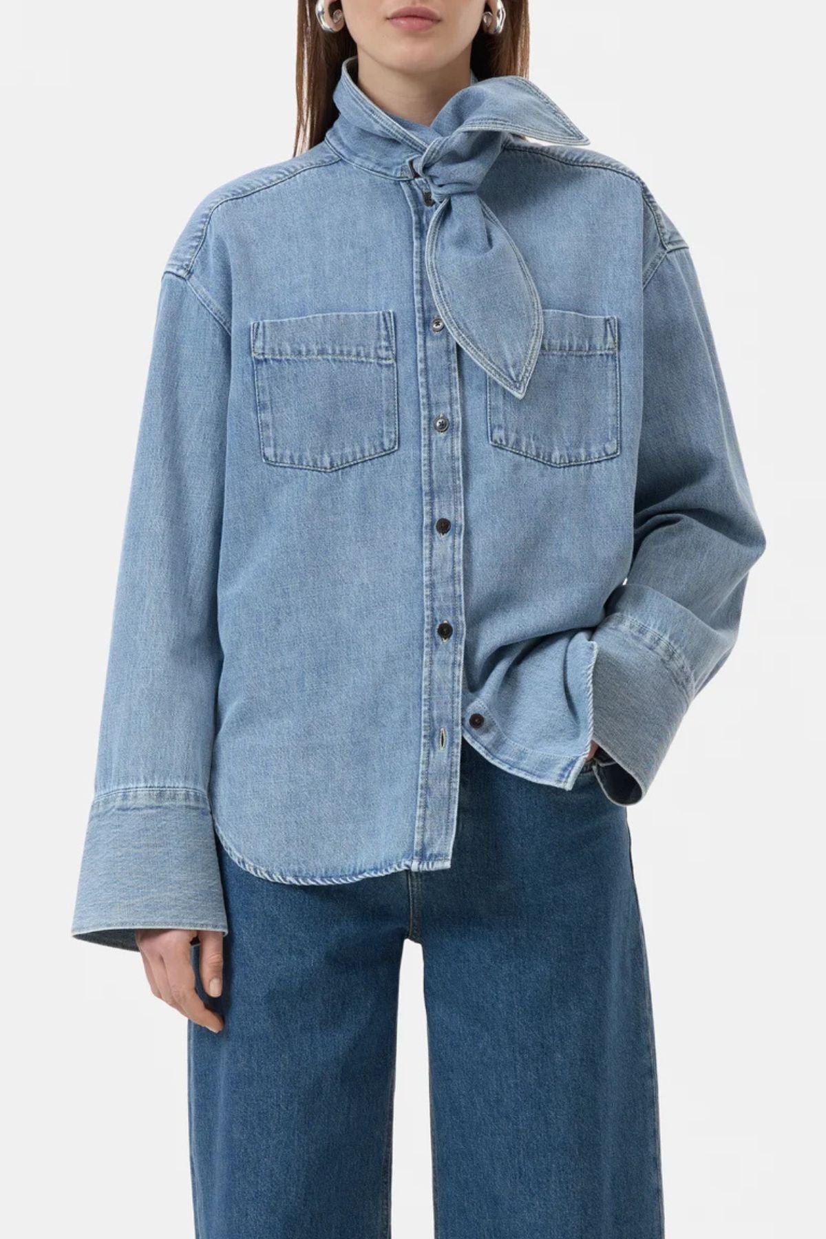 CLOSED Scarf Denim Shirt - Light Blue