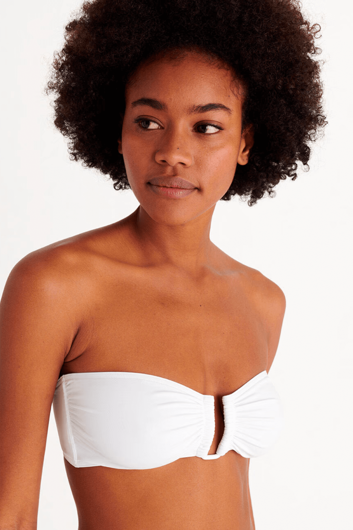 White strapless swimsuit sales top