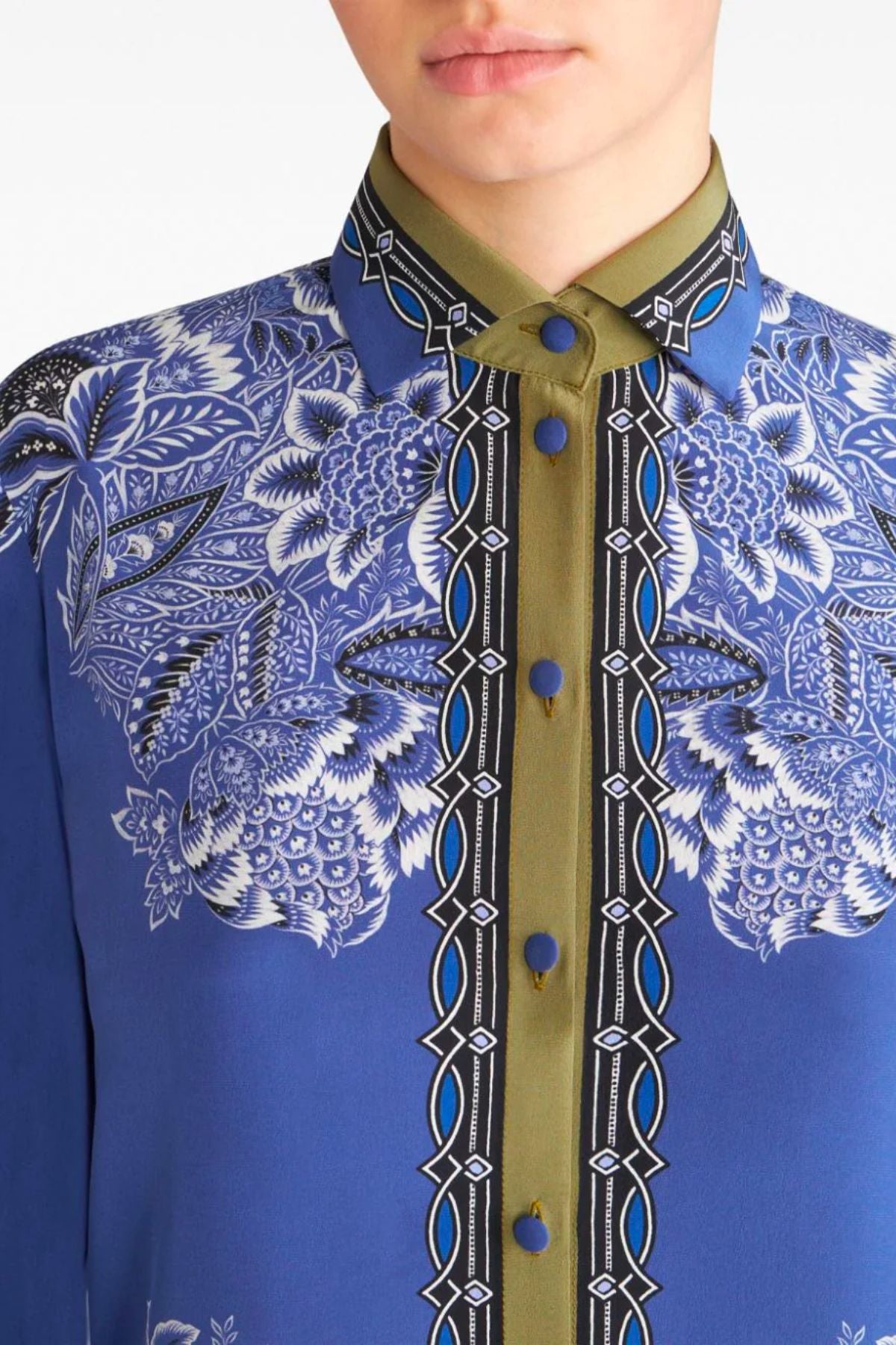 Etro Bandana Print Silk Shirt - Royal Blue