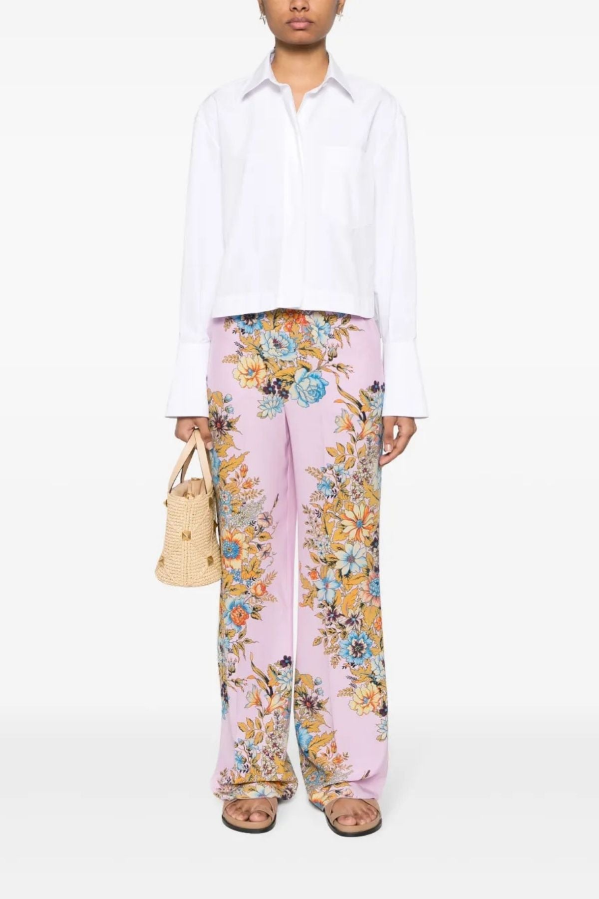 Etro Floral Silk Pyjama Pant - Pink Multi