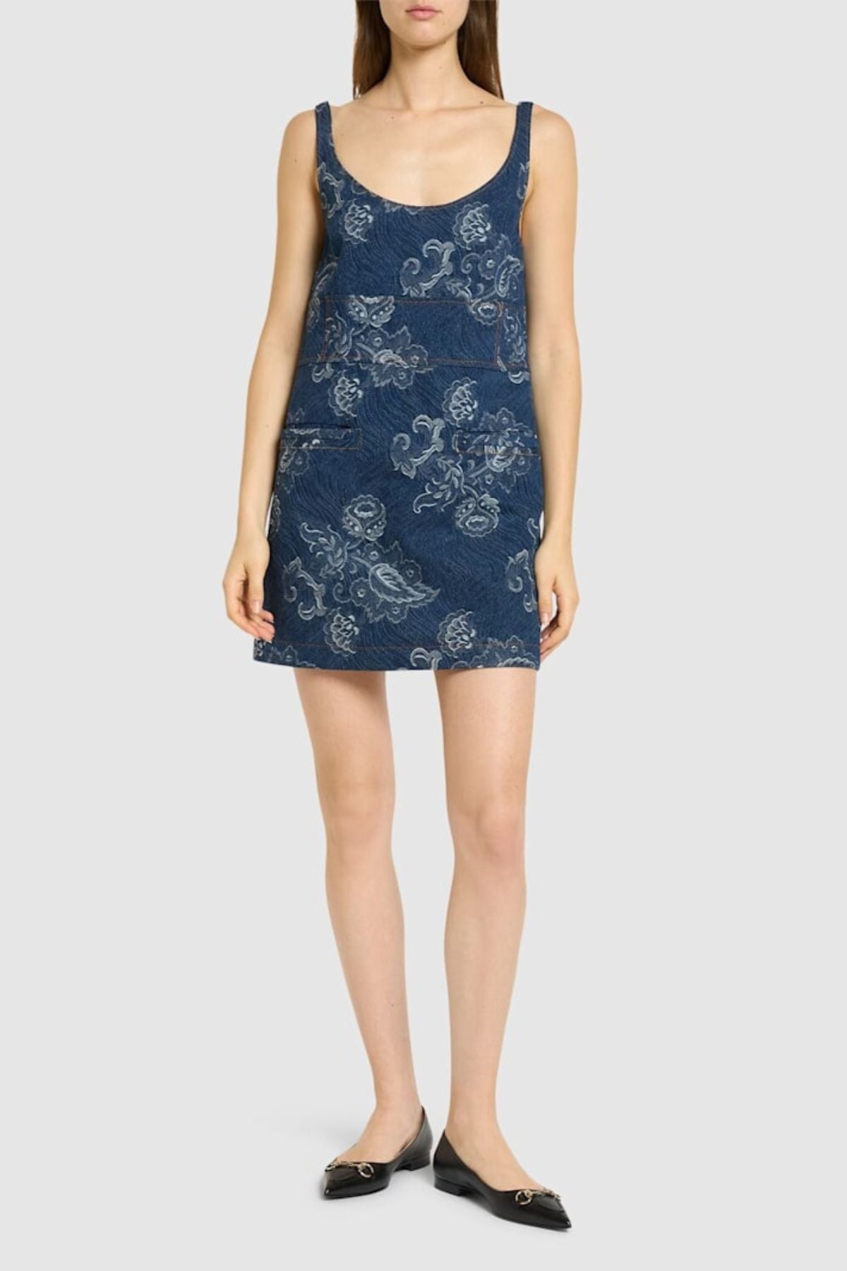 etro denim jacquard mini dress Etro Denim Jacquard Mini Dress In Blue - 40% Off