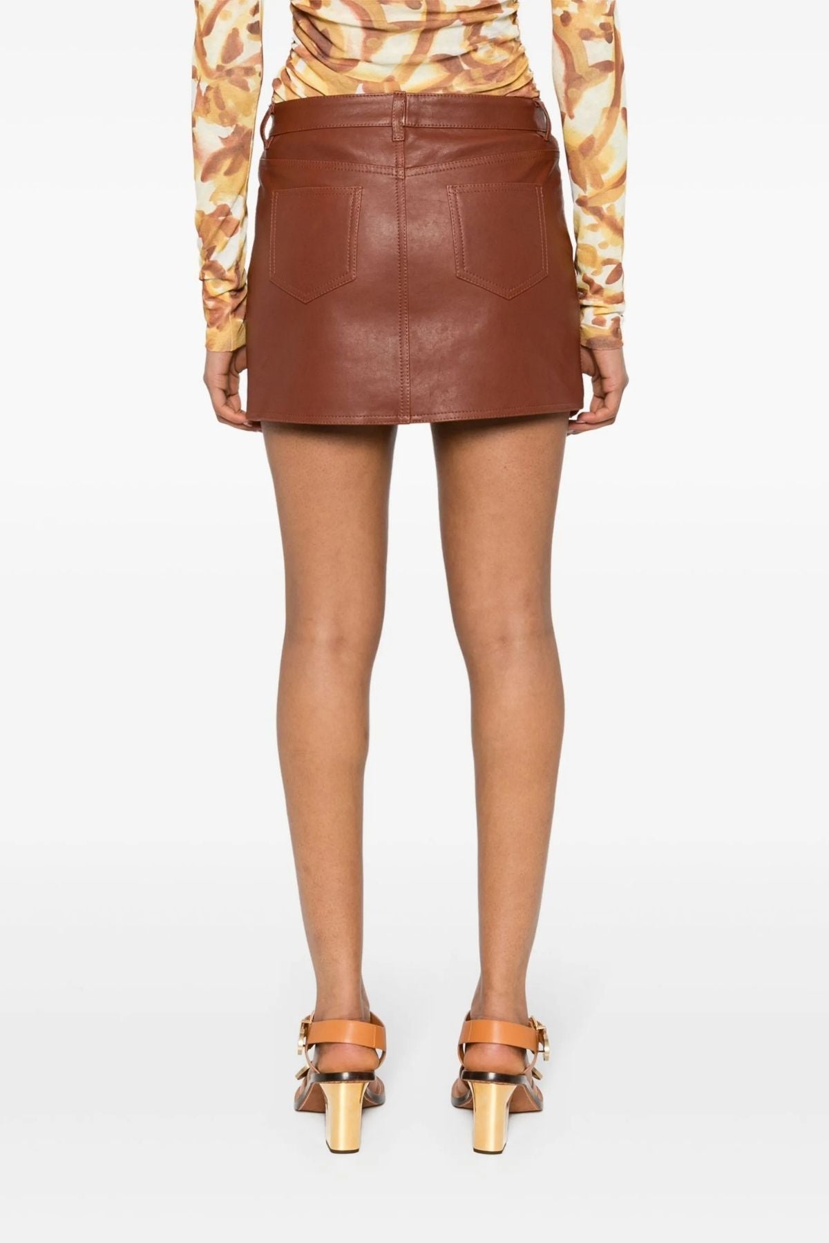 Etro Mini Leather Skirt - Brown