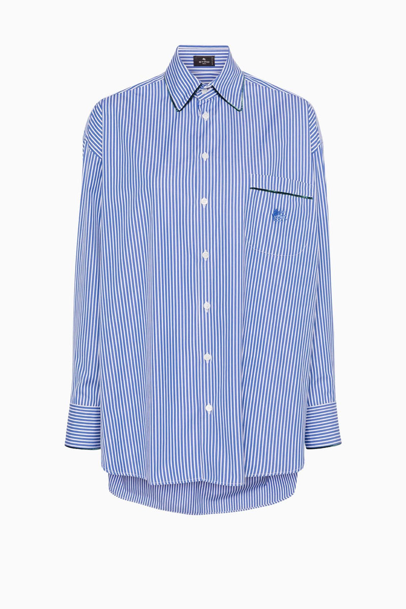 ETRO Women's Striped Cotton Shirt Blue