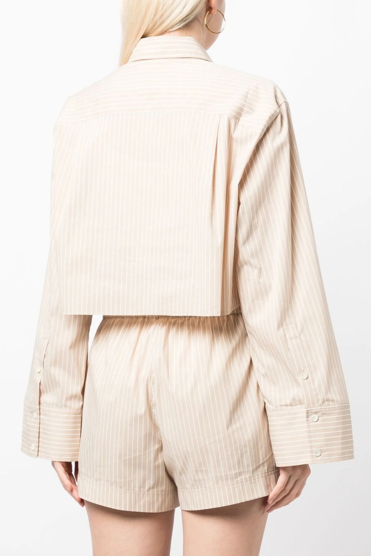 Frame Denim Cropped Wide Sleeve Shirt - Sand Multi