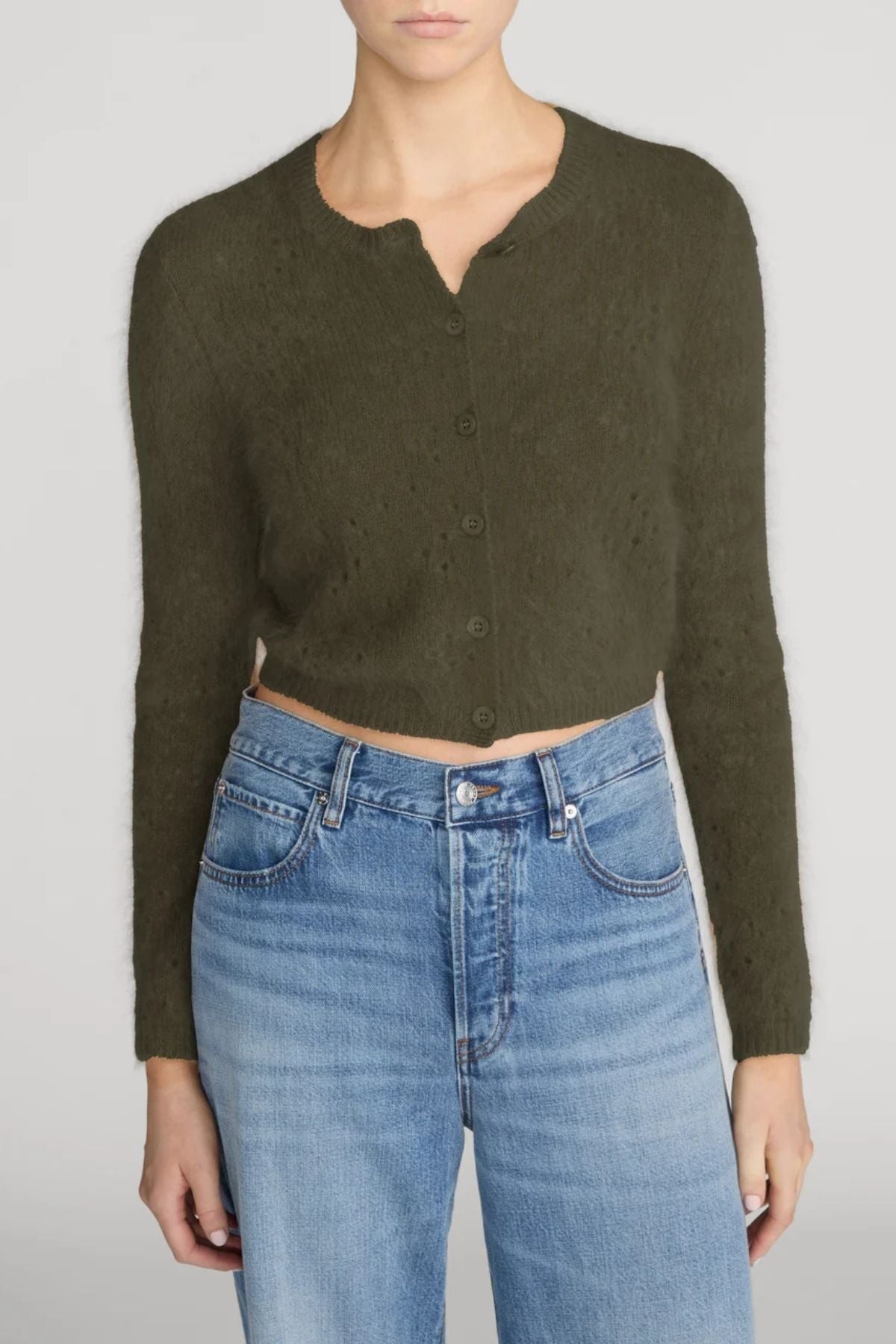 FRAME Denim The Airy Cardigan - Deep Olive