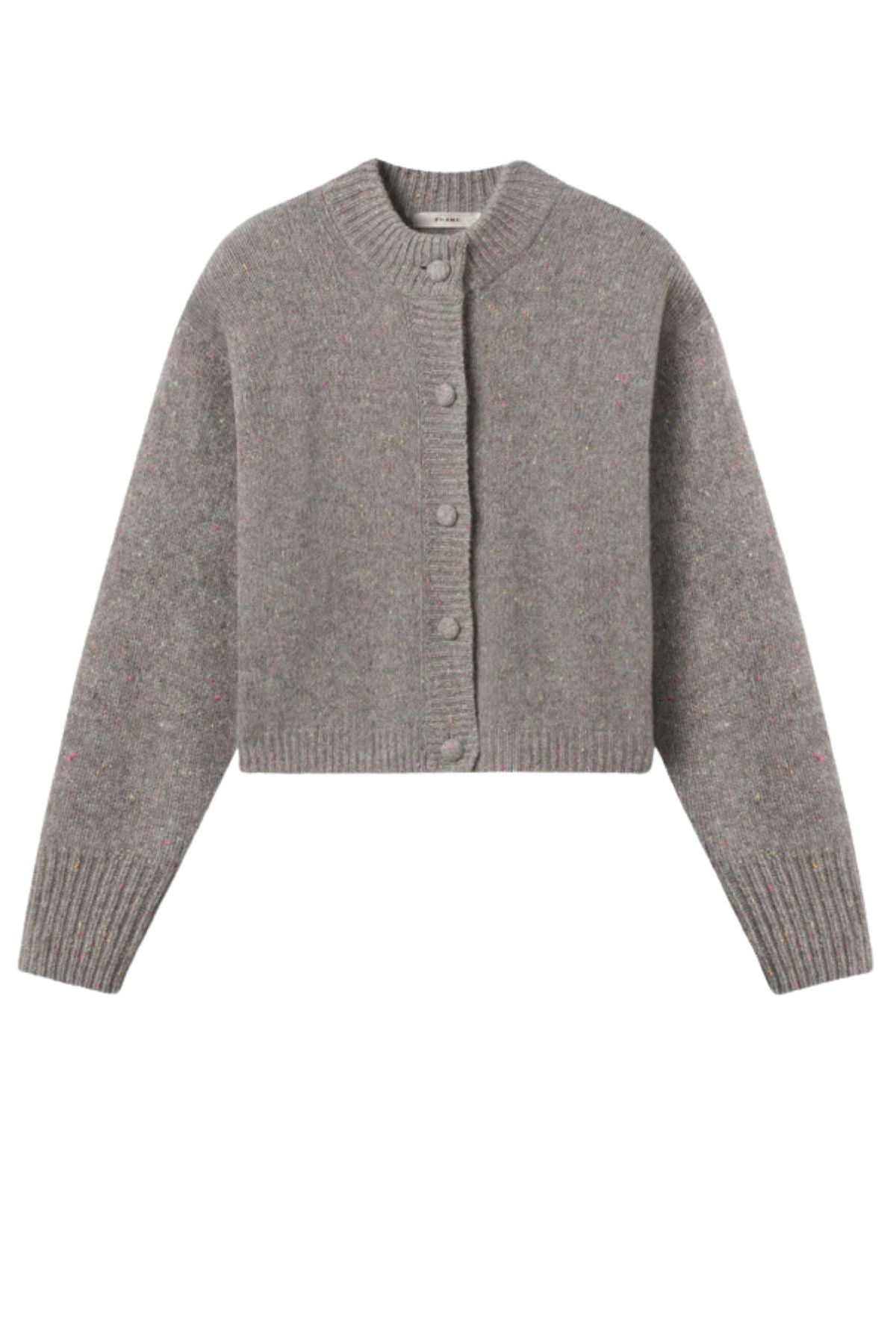 Frame Denim The Cashmere Fleck Cardigan - Silver
