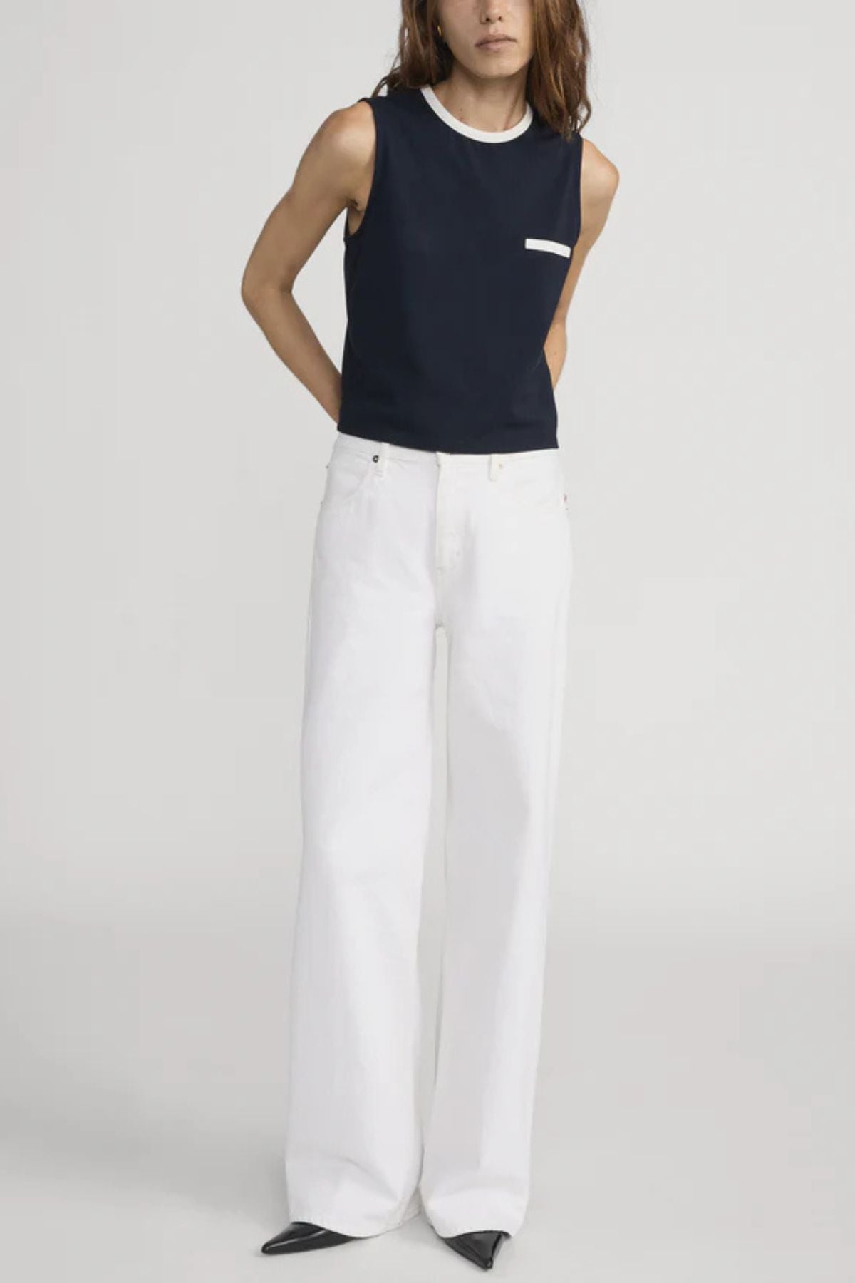 Frame Denim The Pique Pocket Tank - Navy Multi