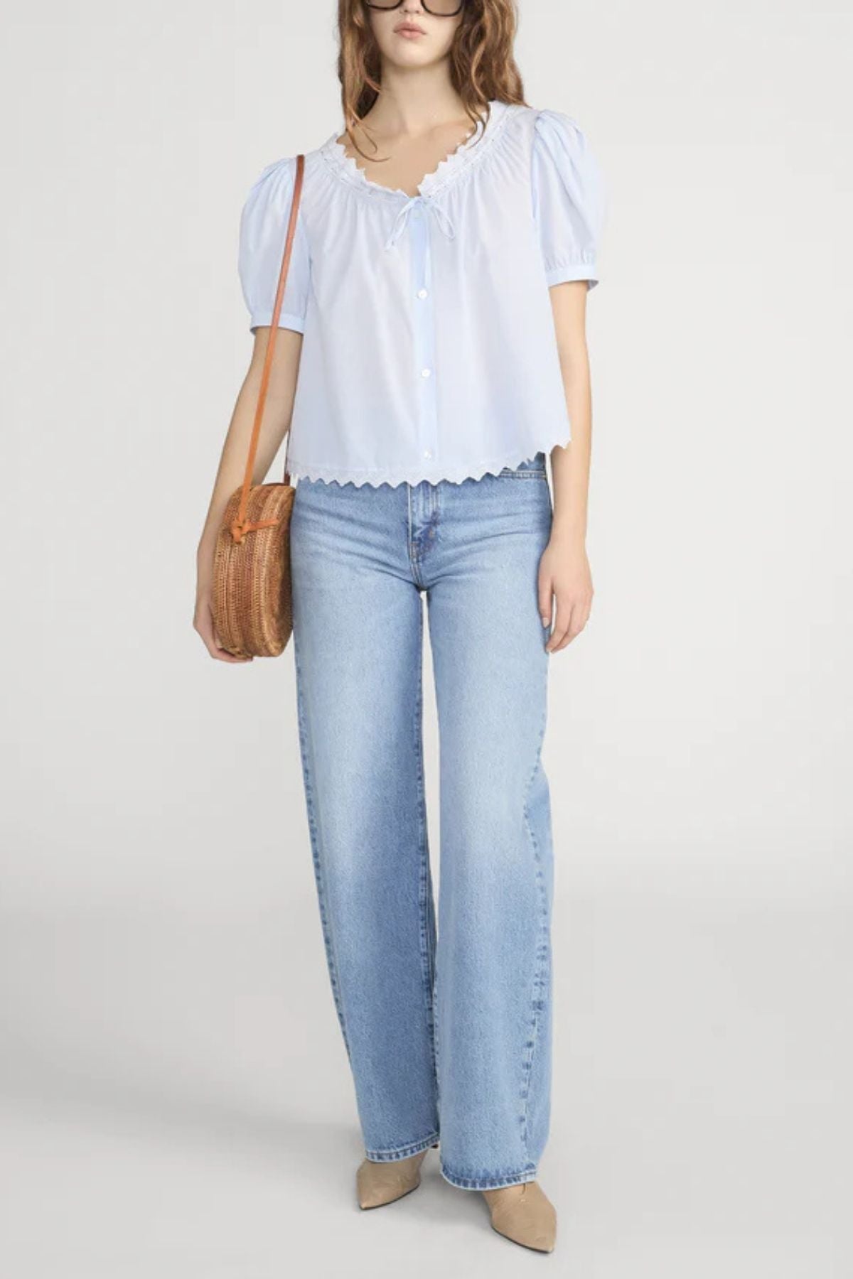 Frame Denim The Serene Top - Powder Blue Multi