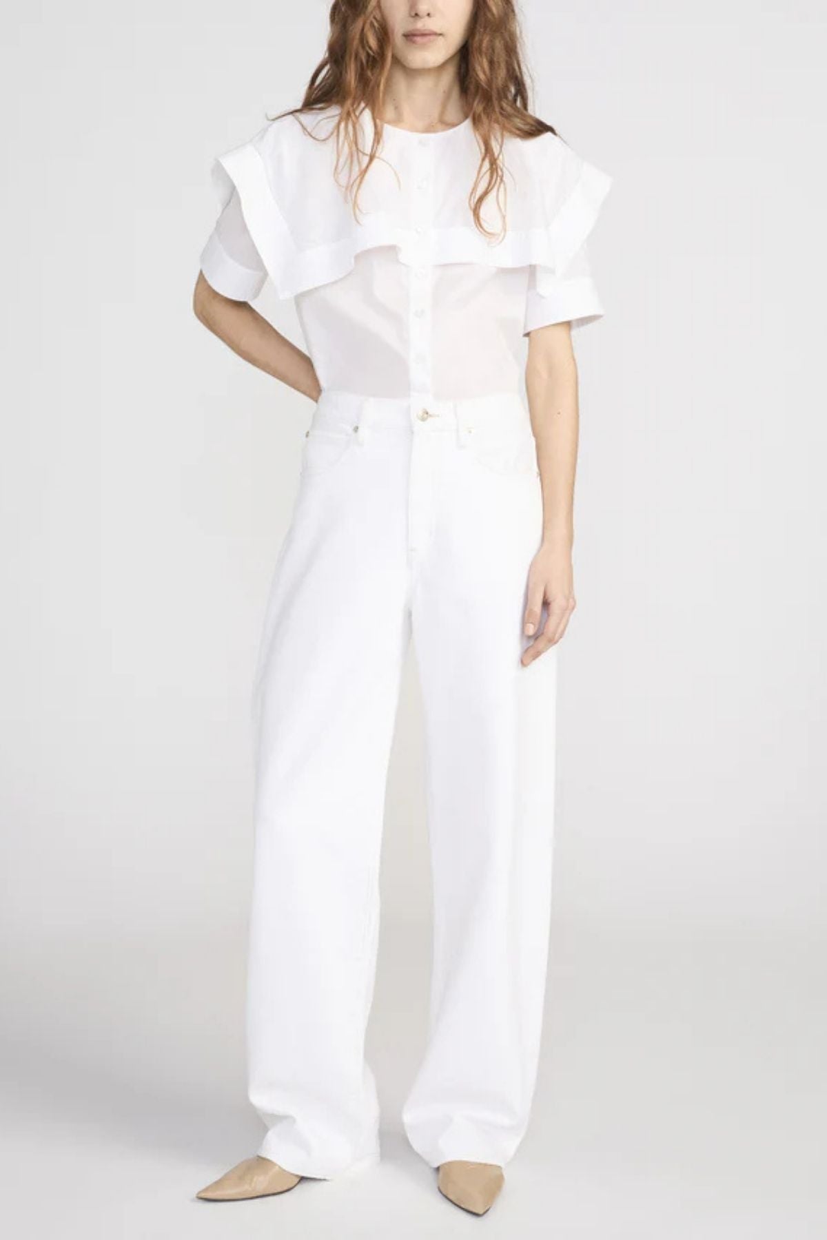 Frame Denim The Sleek Cape Shirt - White