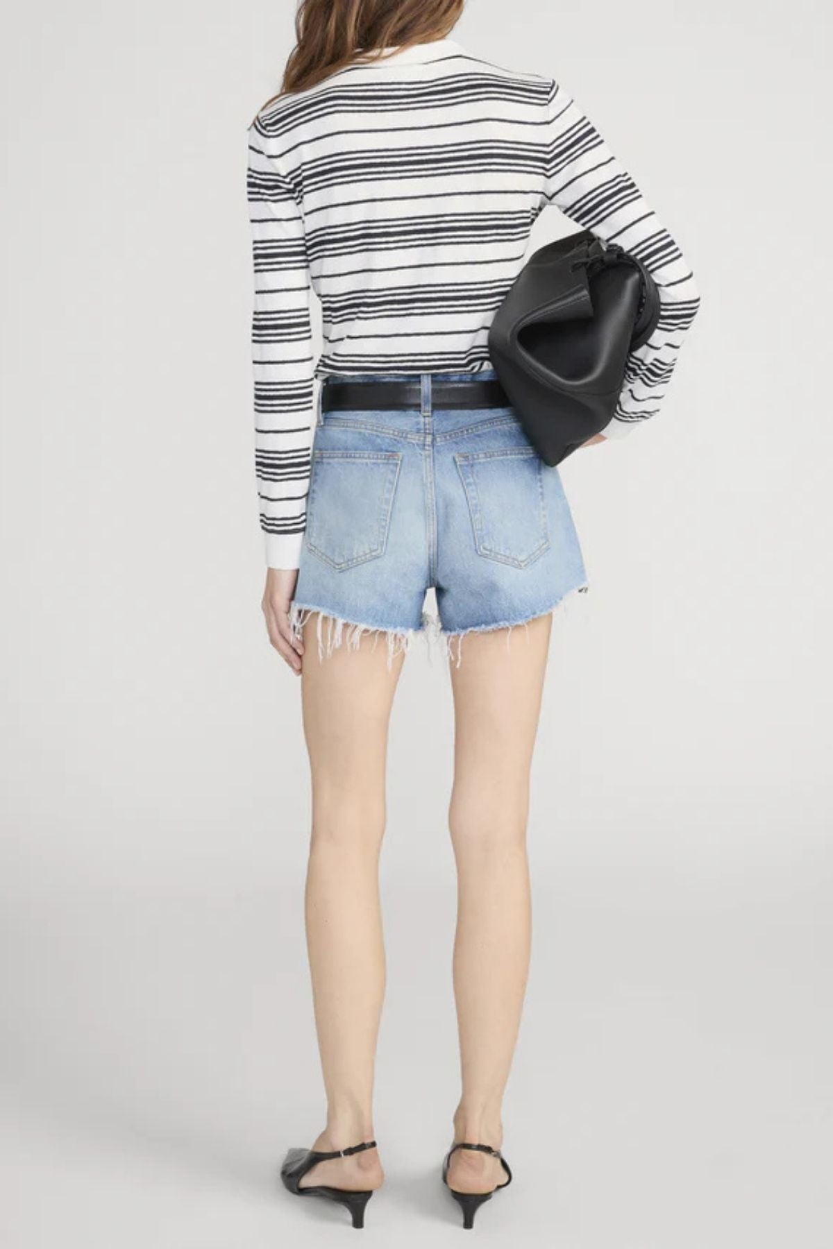 Frame Denim The Striped LS Polo - Cream Multi