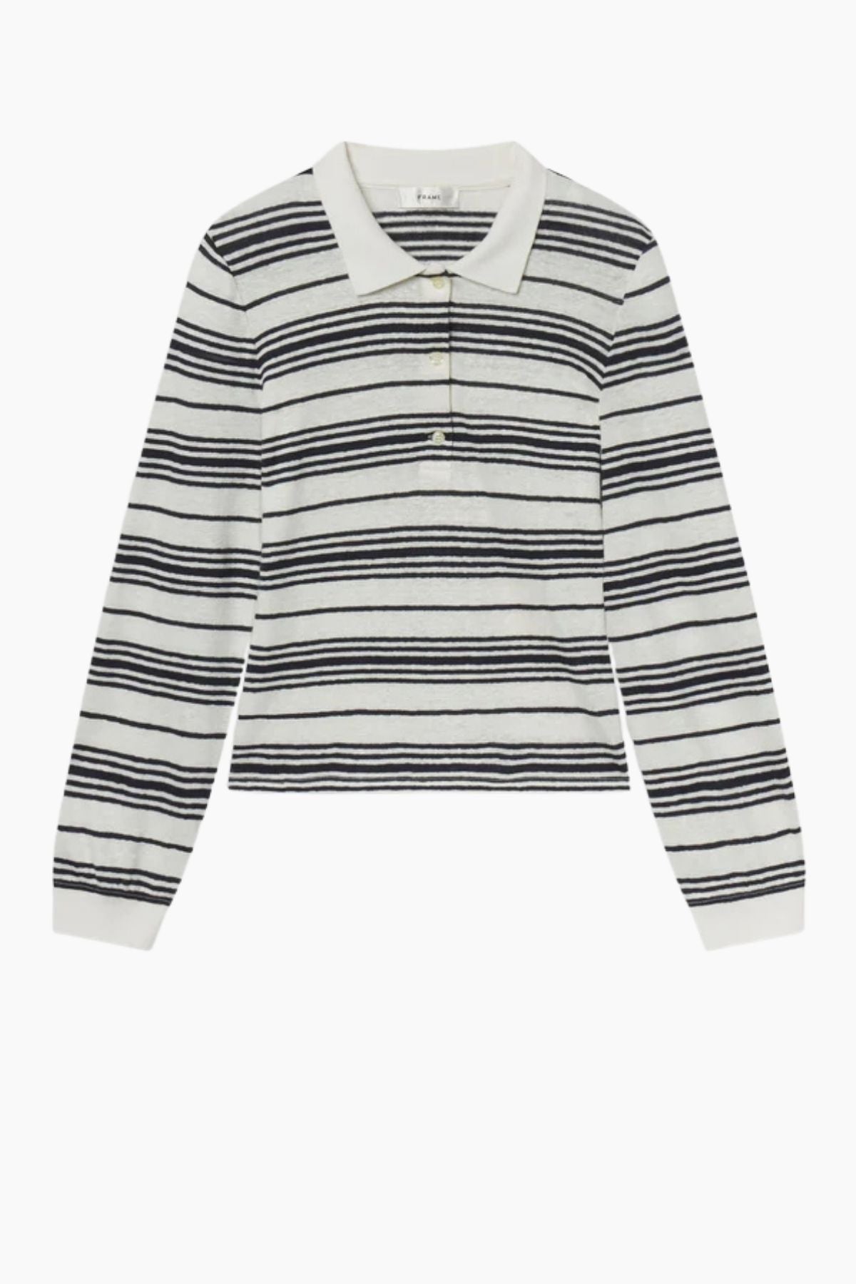 Frame Denim The Striped LS Polo - Cream Multi
