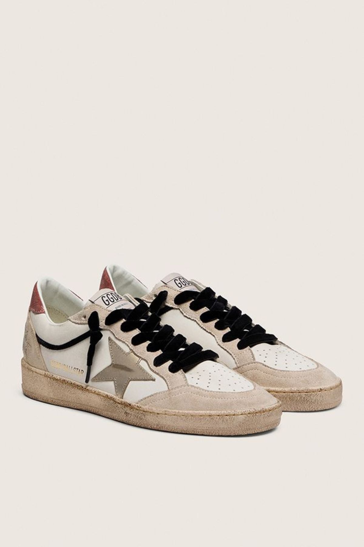 Golden Goose Ball Star Leather - White/ Beige/ Platinum/ Red Rust