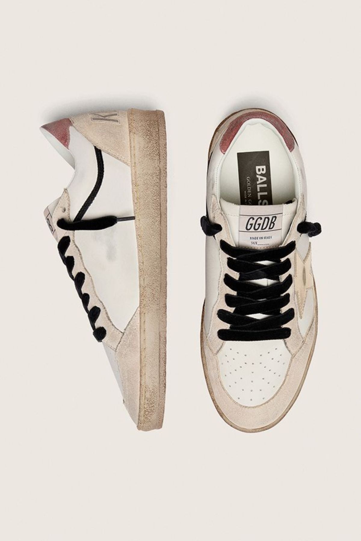 Golden Goose Ball Star Leather - White/ Beige/ Platinum/ Red Rust