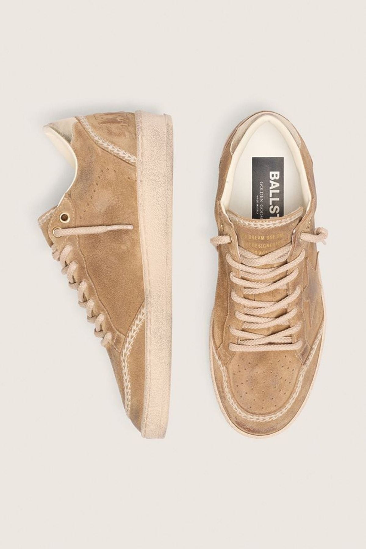 Golden Goose Ball Star Suede - Tobacco/ Gold