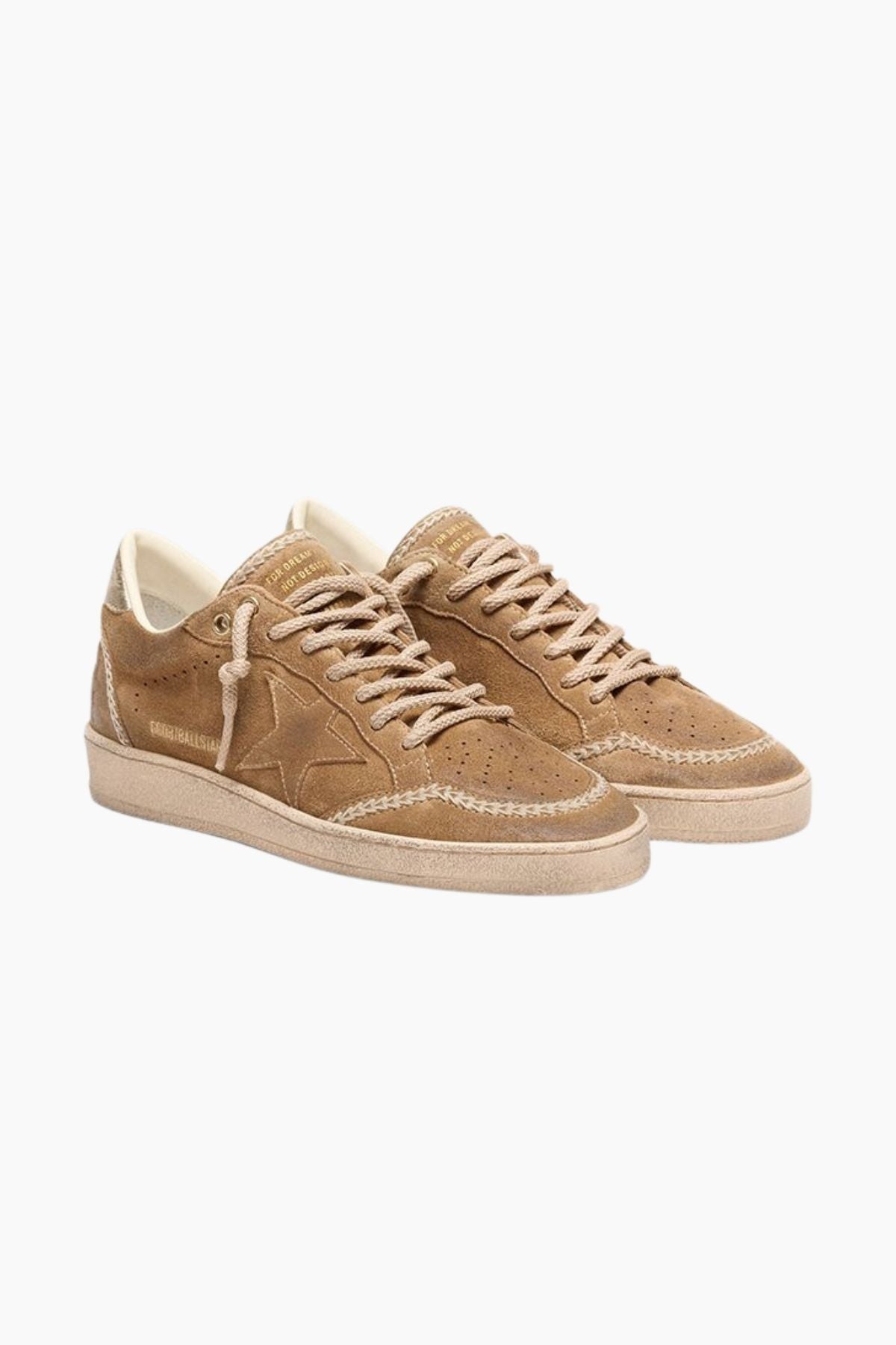 Golden Goose Ball Star Suede - Tobacco/ Gold