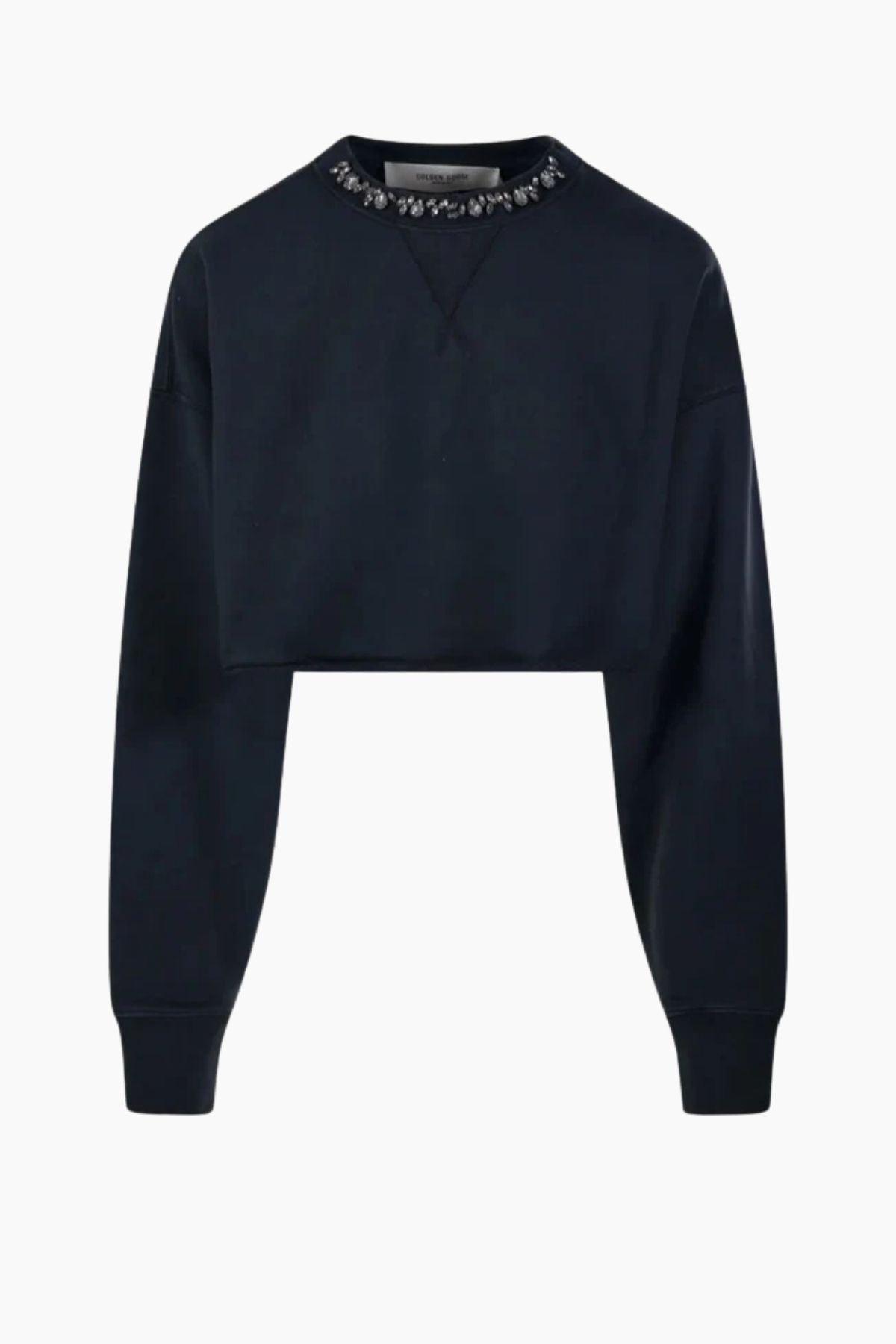 Golden Goose Crystal Detail Cropped Sweatshirt - Washed Black