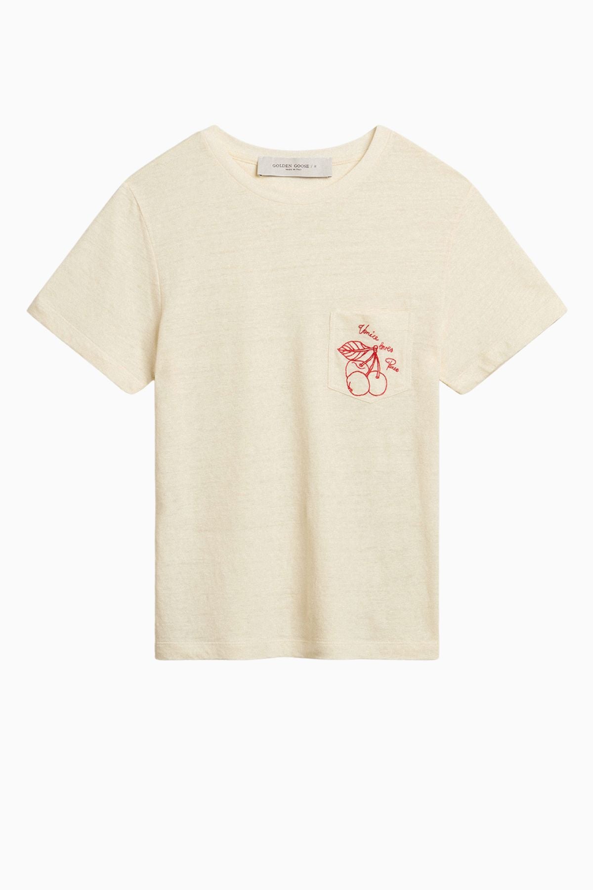 Golden Goose Embroidered Cherry T-Shirt - Heritage White/ Dark Red