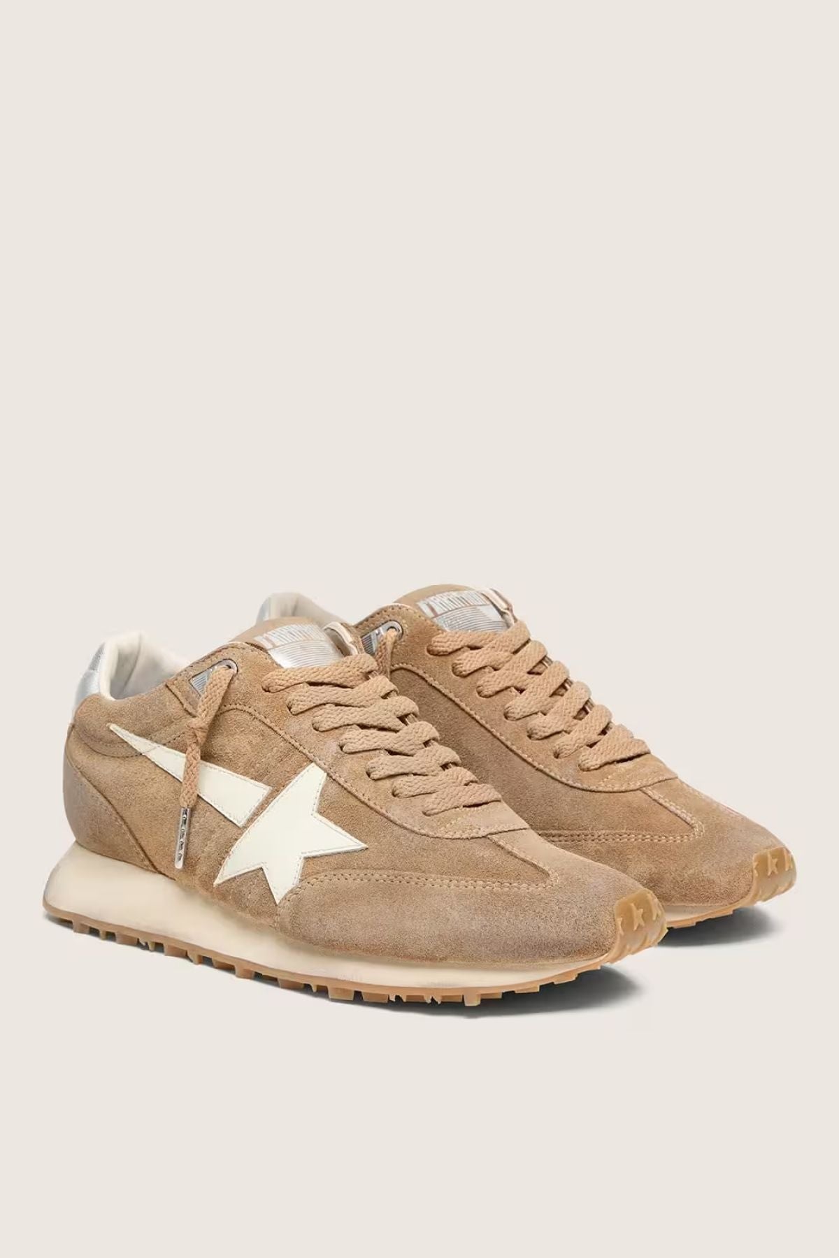 Golden Goose Running Marathon Suede - Tobacco/ Milk/ Silver