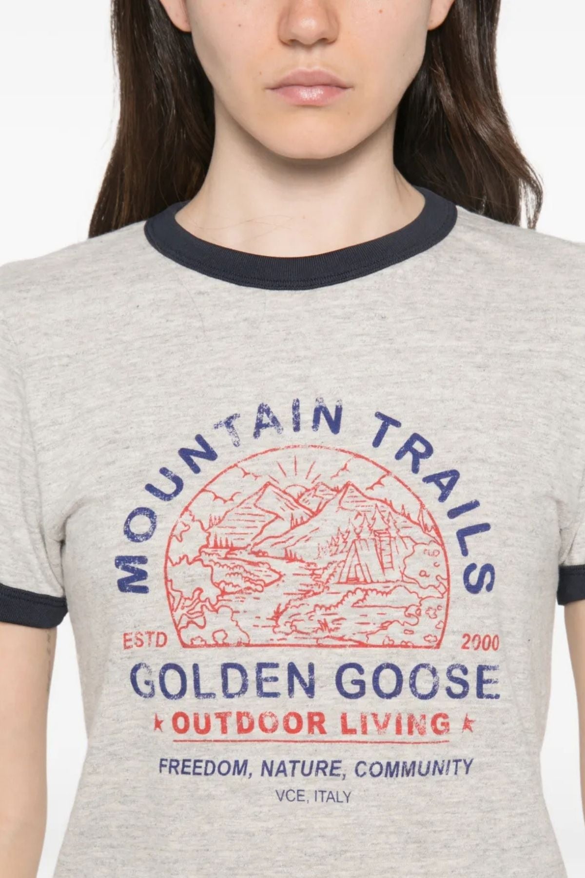 Golden Goose Ringer T-Shirt - Grey Melange