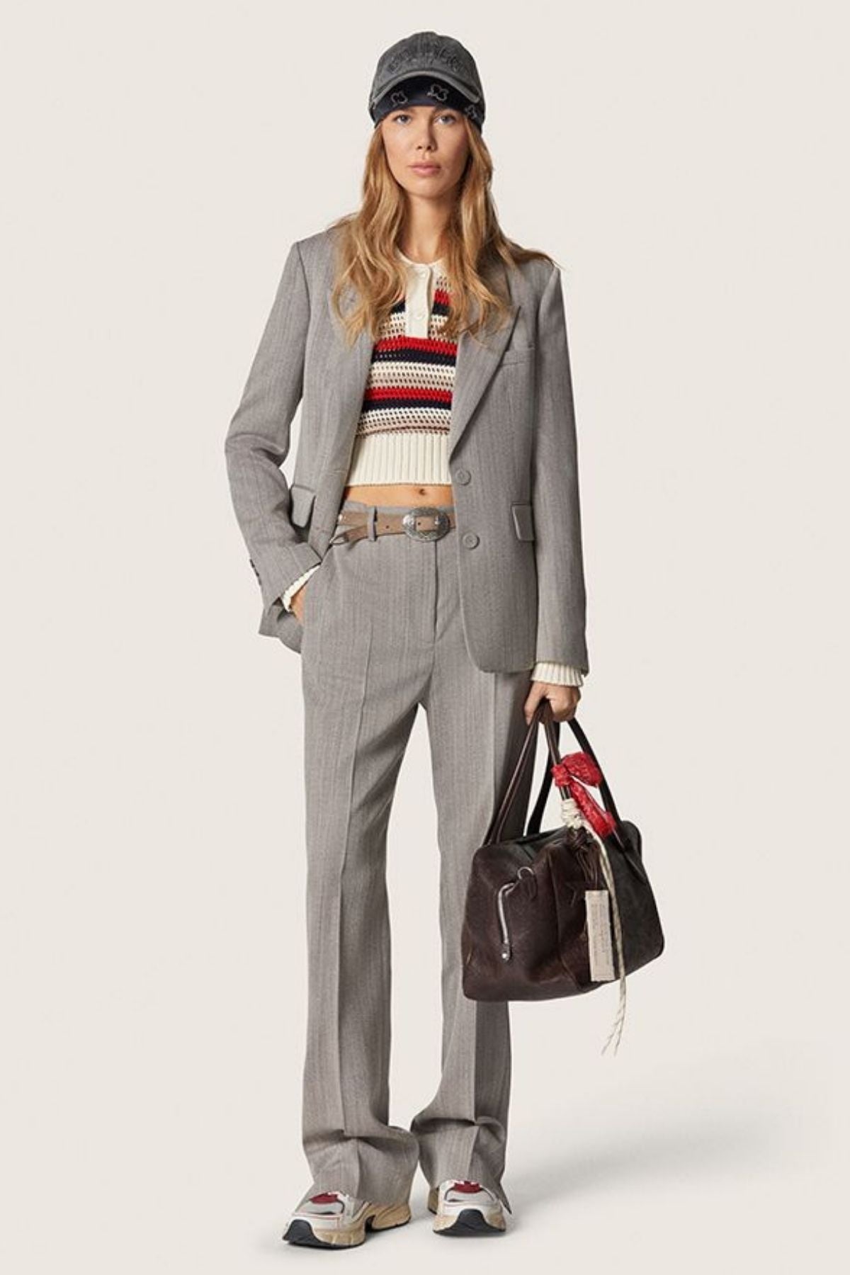 Golden Goose Straight Pant w. Bottom Split - Ecru/ Mud
