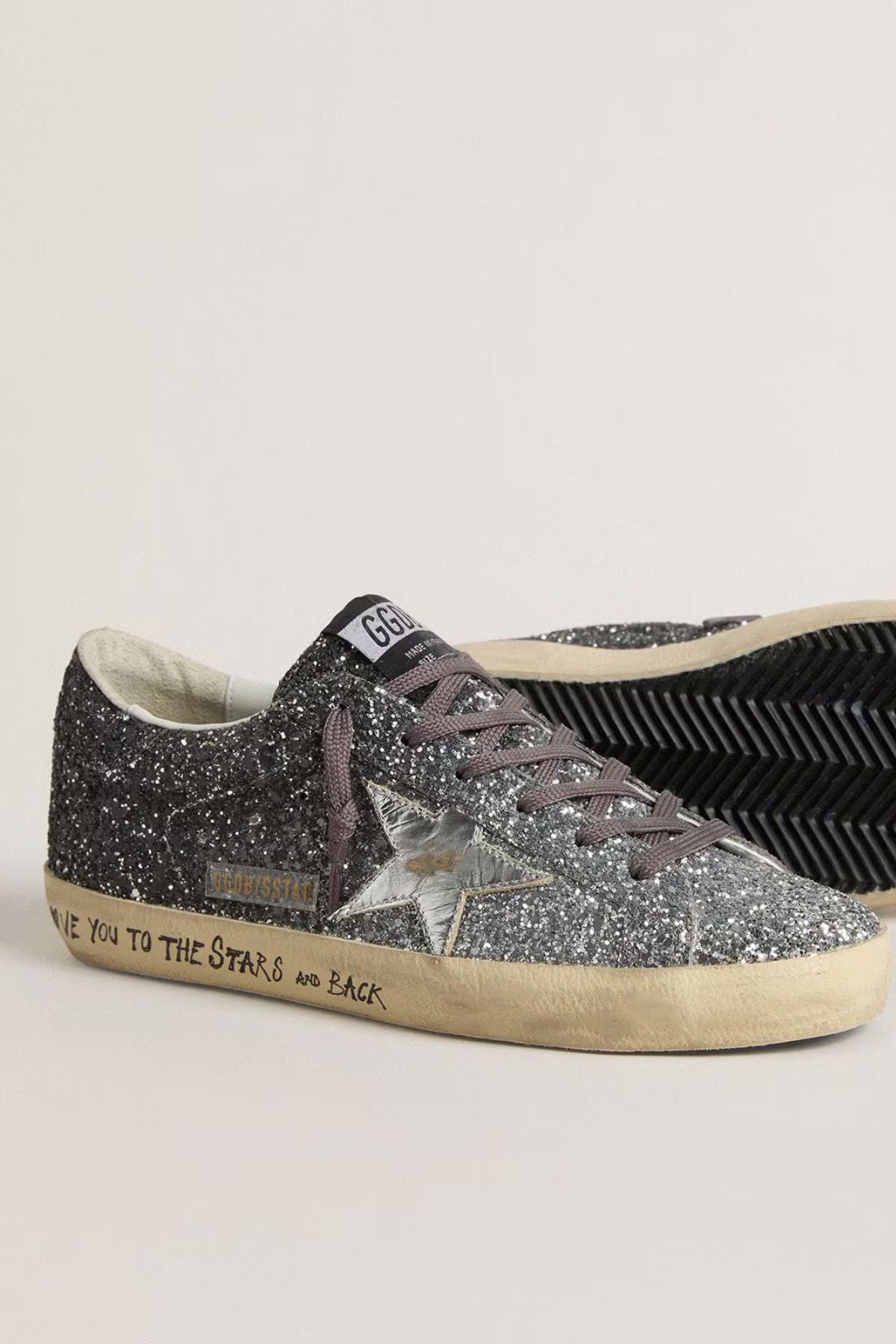 Golden Goose Super Star Classic with Glitter - Silver/ Black