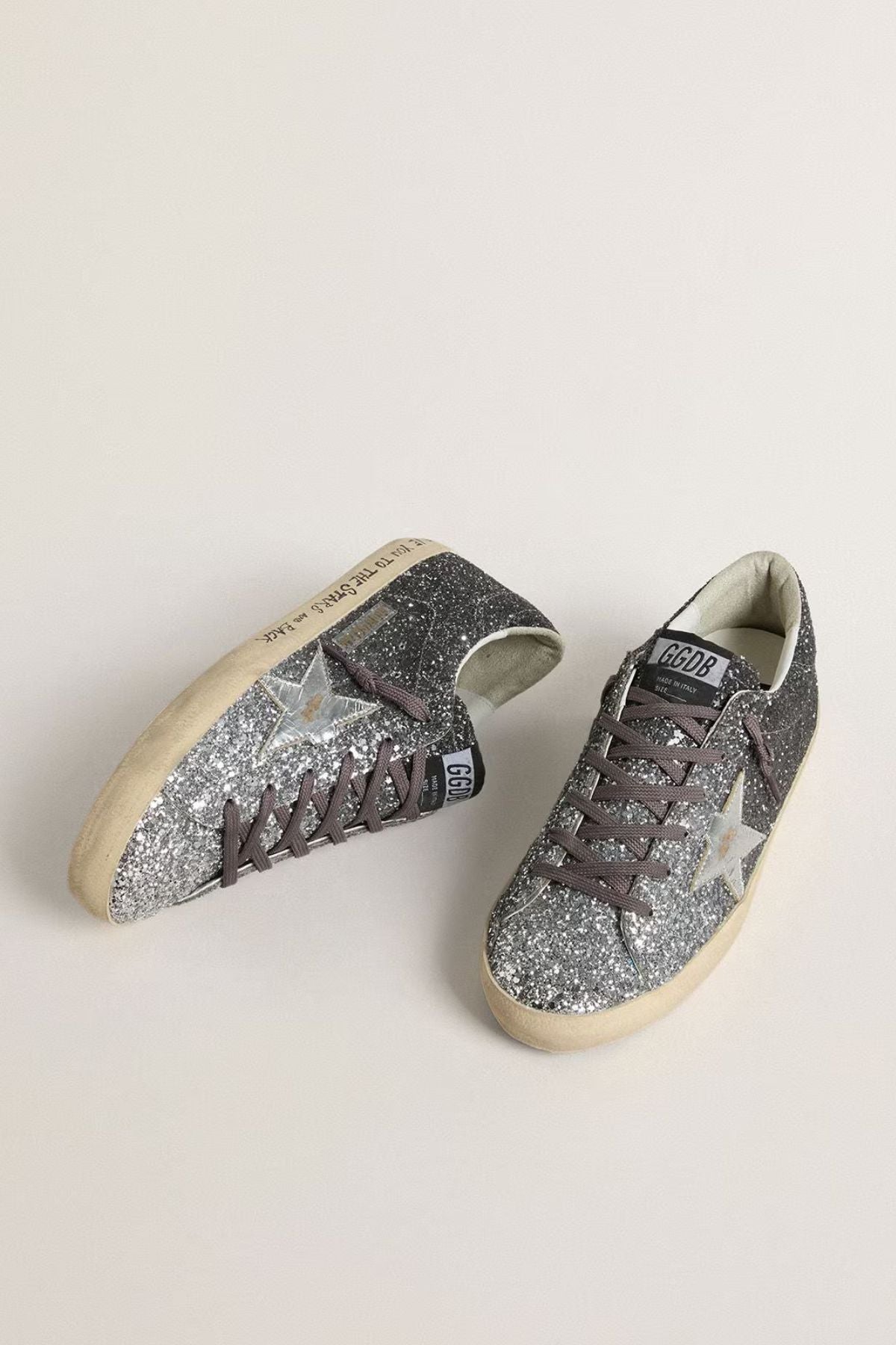 Golden Goose Super Star Classic with Glitter - Silver/ Black