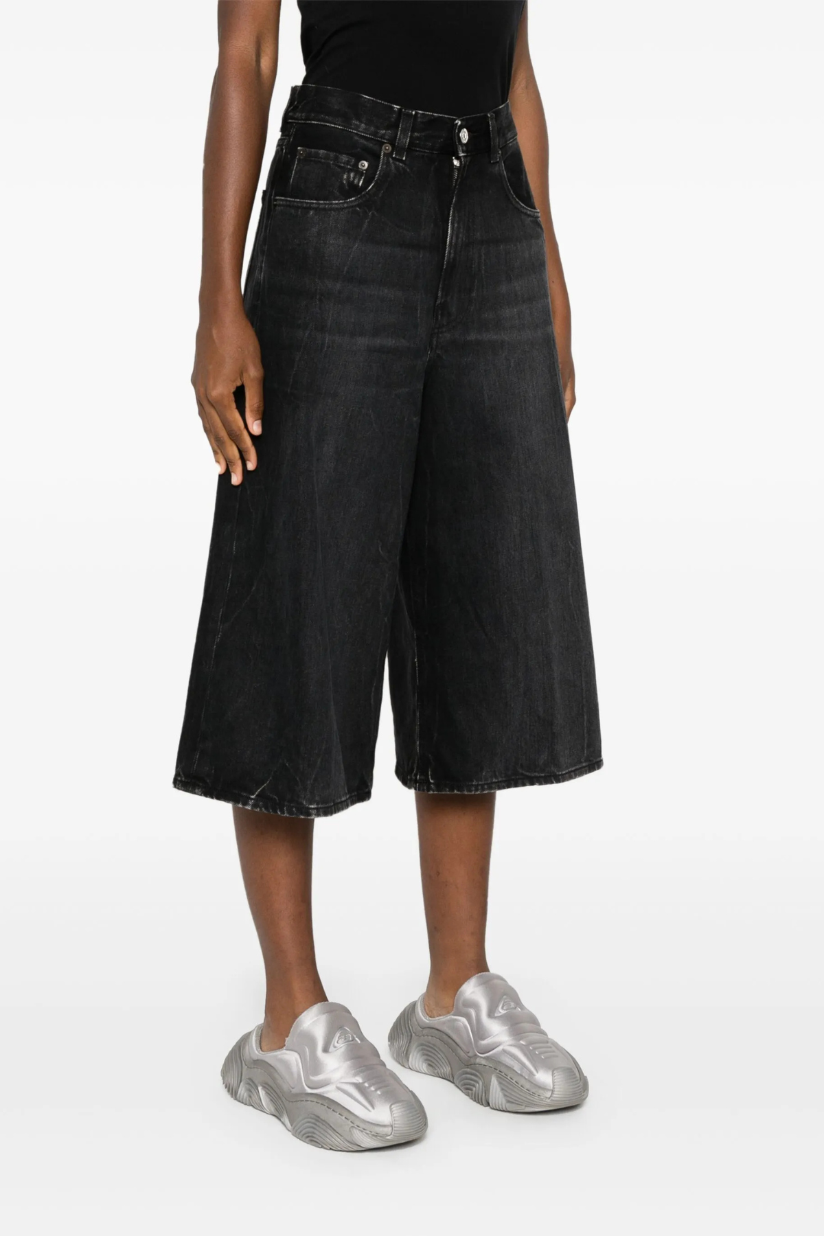 Haikure Belle Denim Culotte - Mid Black