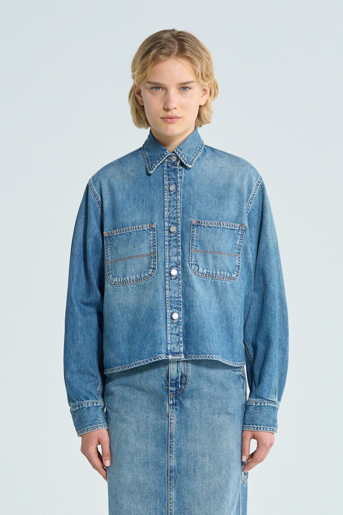 Tシャツ・カットソー HAIKURE WANDA MEDITERRANEAN BLUE (HEW06083DF127L0875 L0875) Haikure Wanda Shirt - Mediterranean Blue – GRACE Melbourne