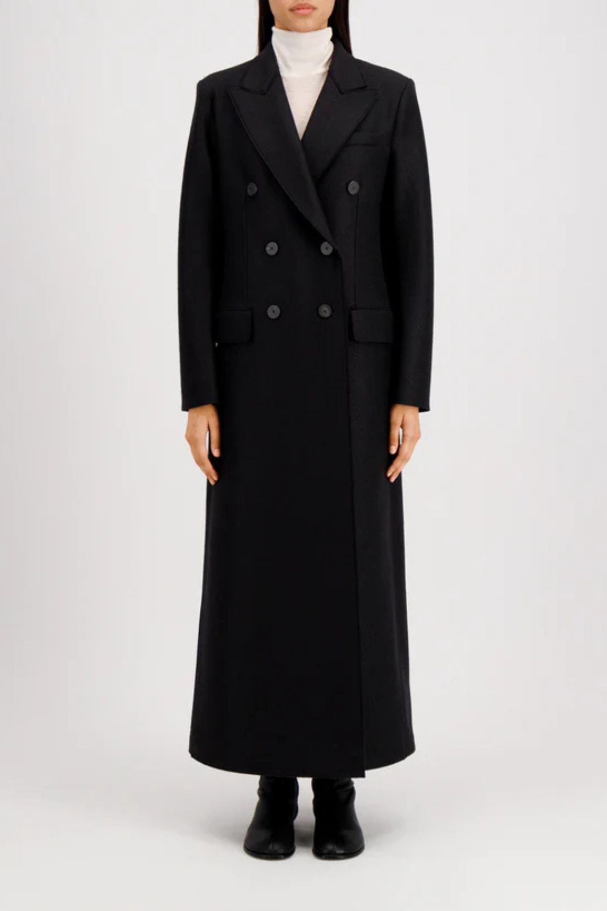 Harris Wharf Double Breasted Tailored Coat - Black