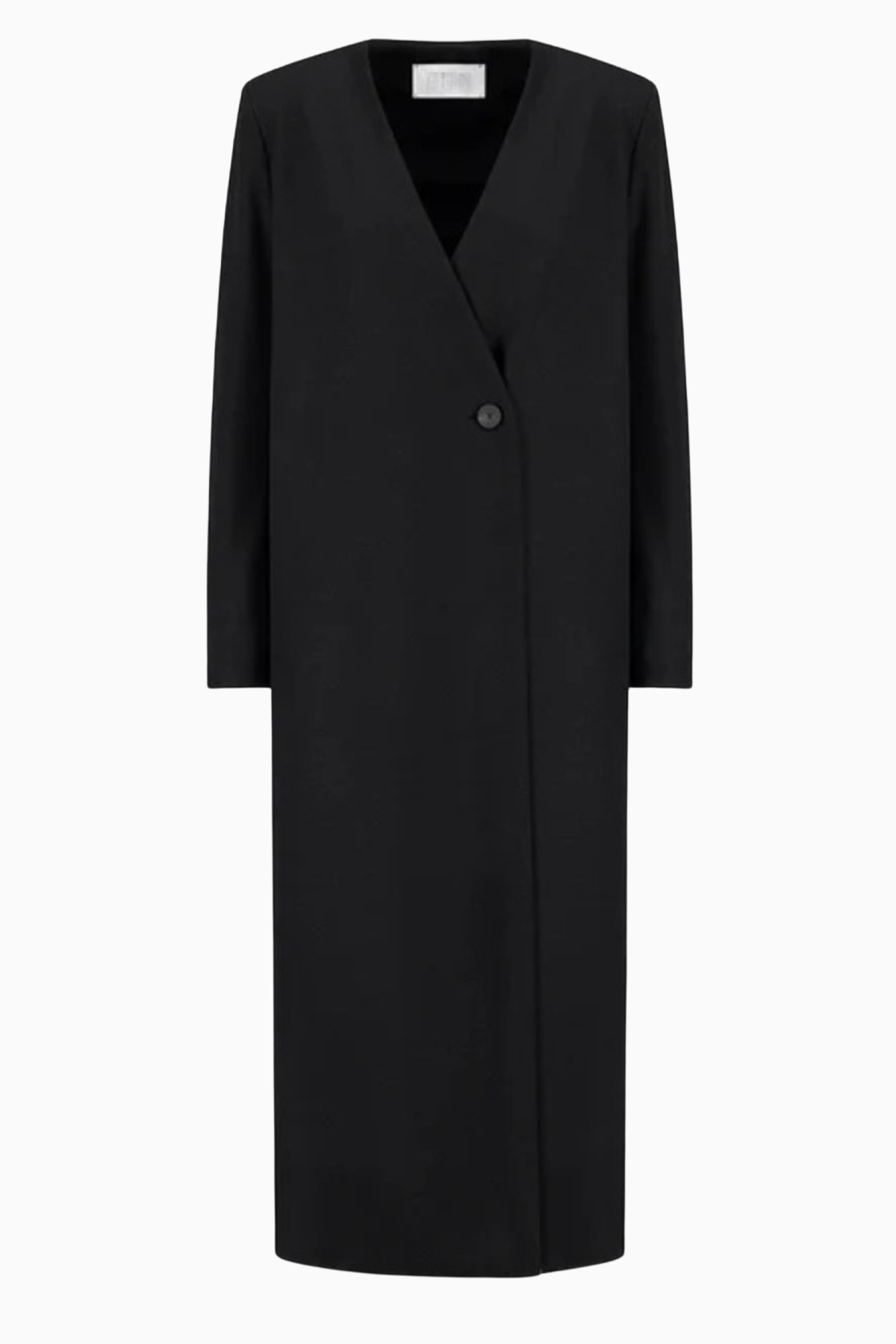 Harris Wharf Uncollared Coat with Shoulder Pads - Black