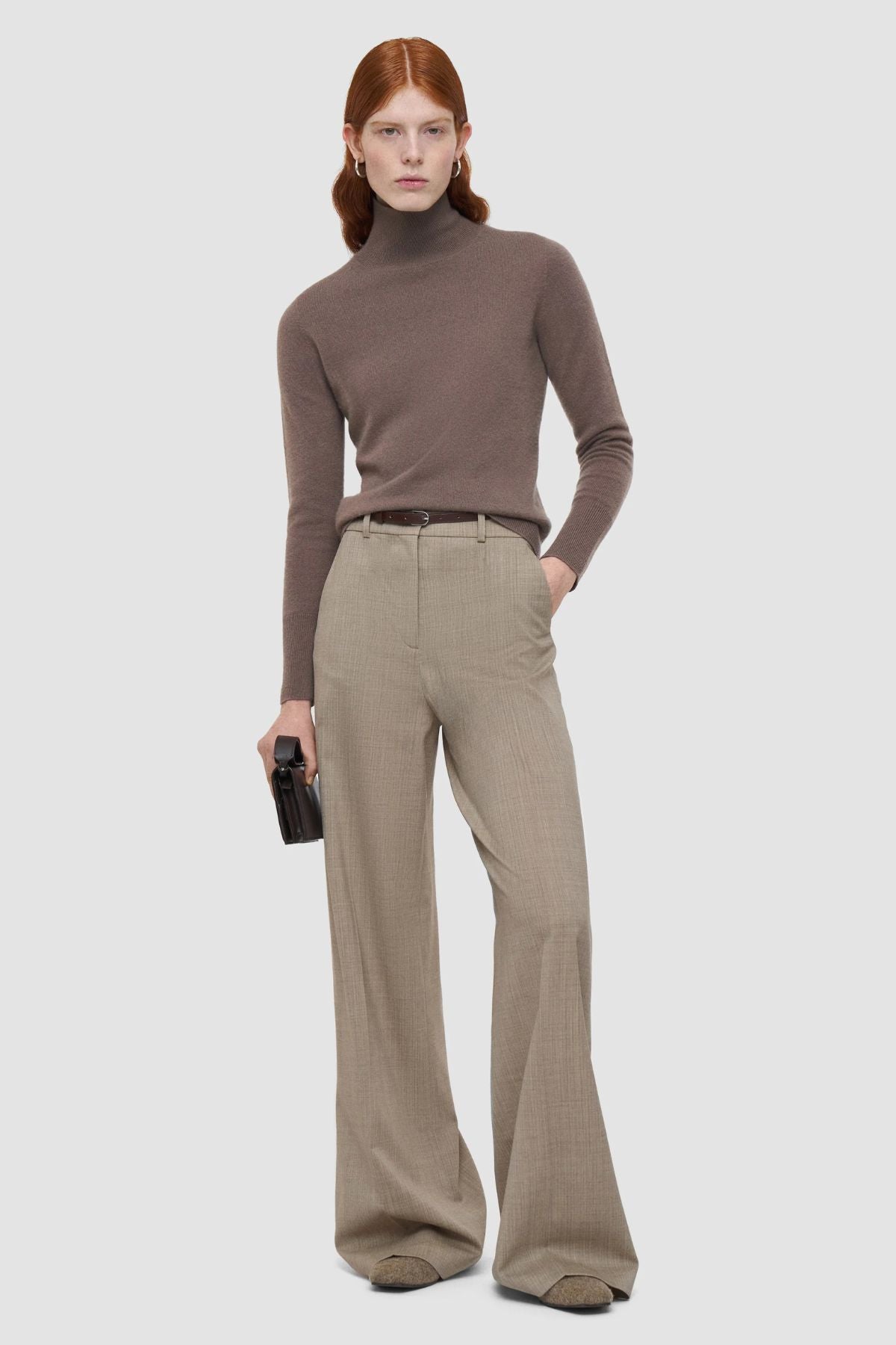 Joseph Alana Melange Wool Trouser - Affogatto