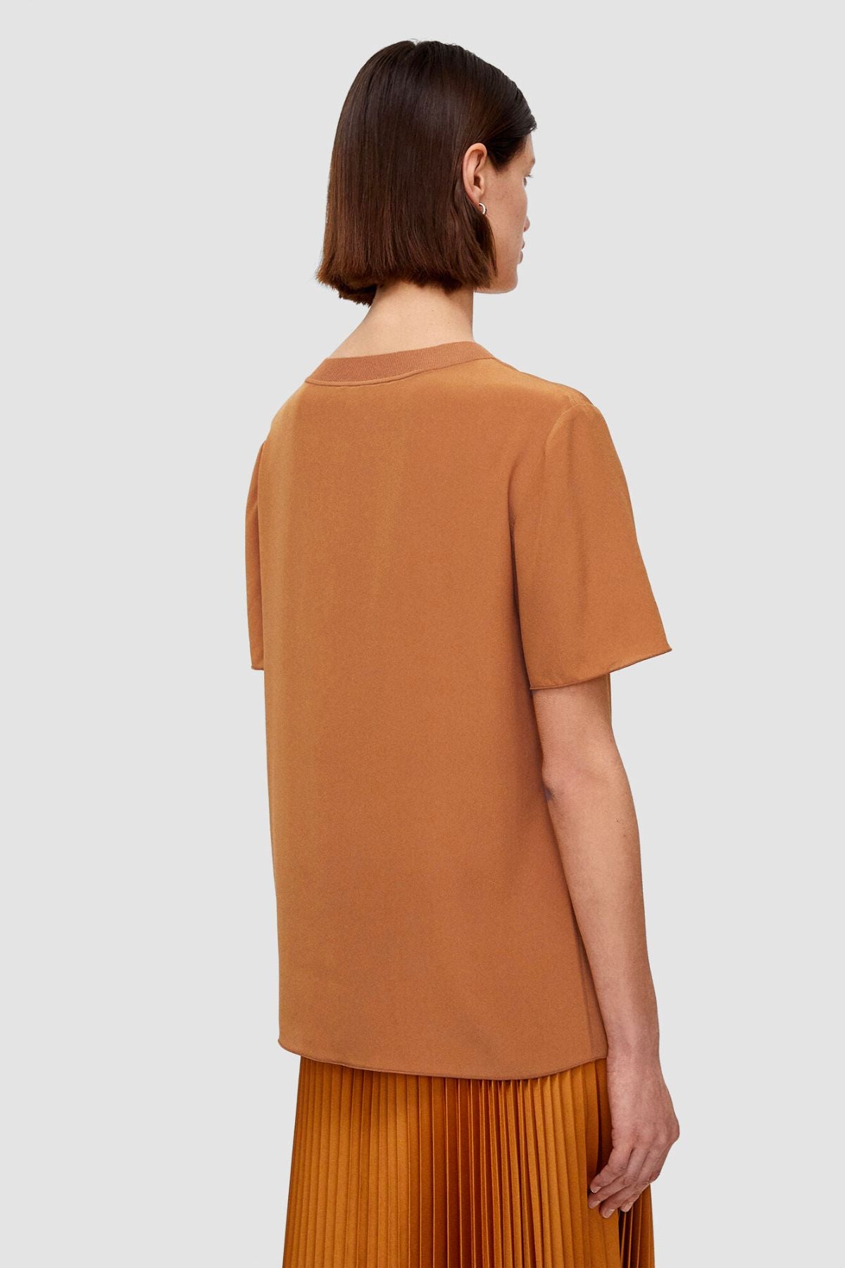 Joseph Silk Crepe de Soie Rubin T-Shirt - Clay