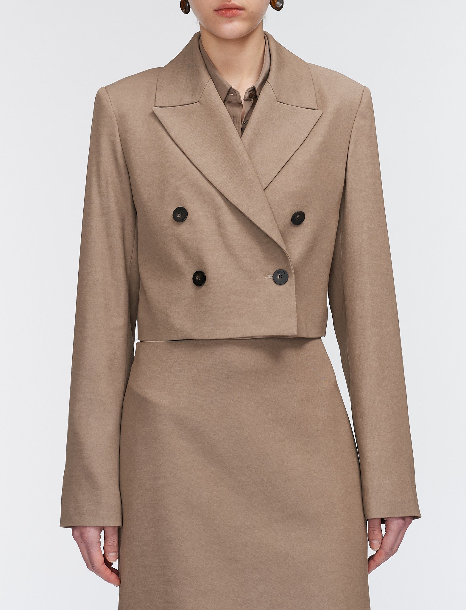 Joseph Sami Cady Twill Crop Blazer - Sable
